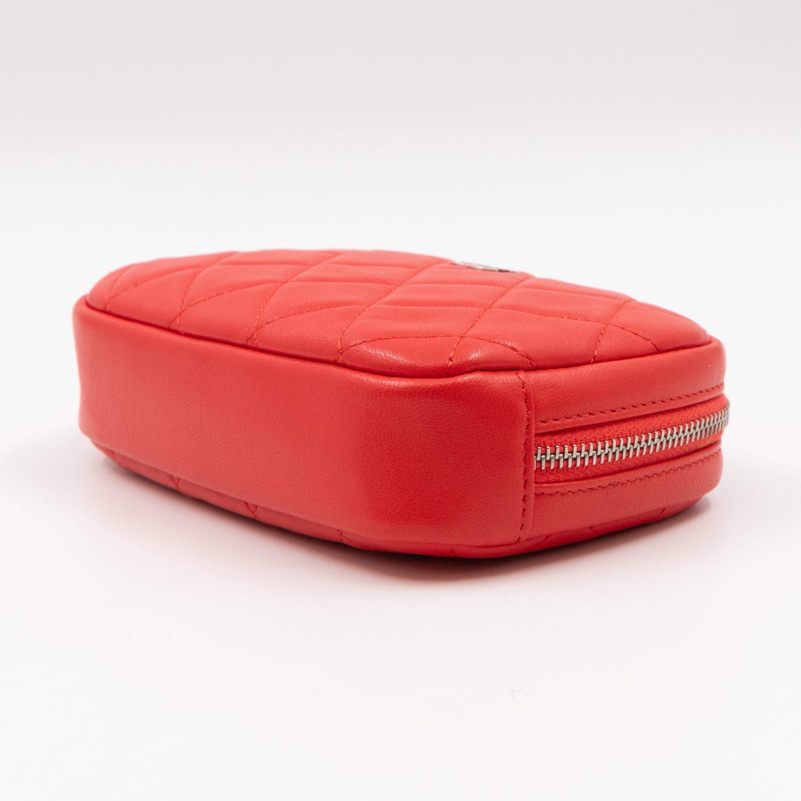 Curvy Pouch Cosmetic Case Coral Leather