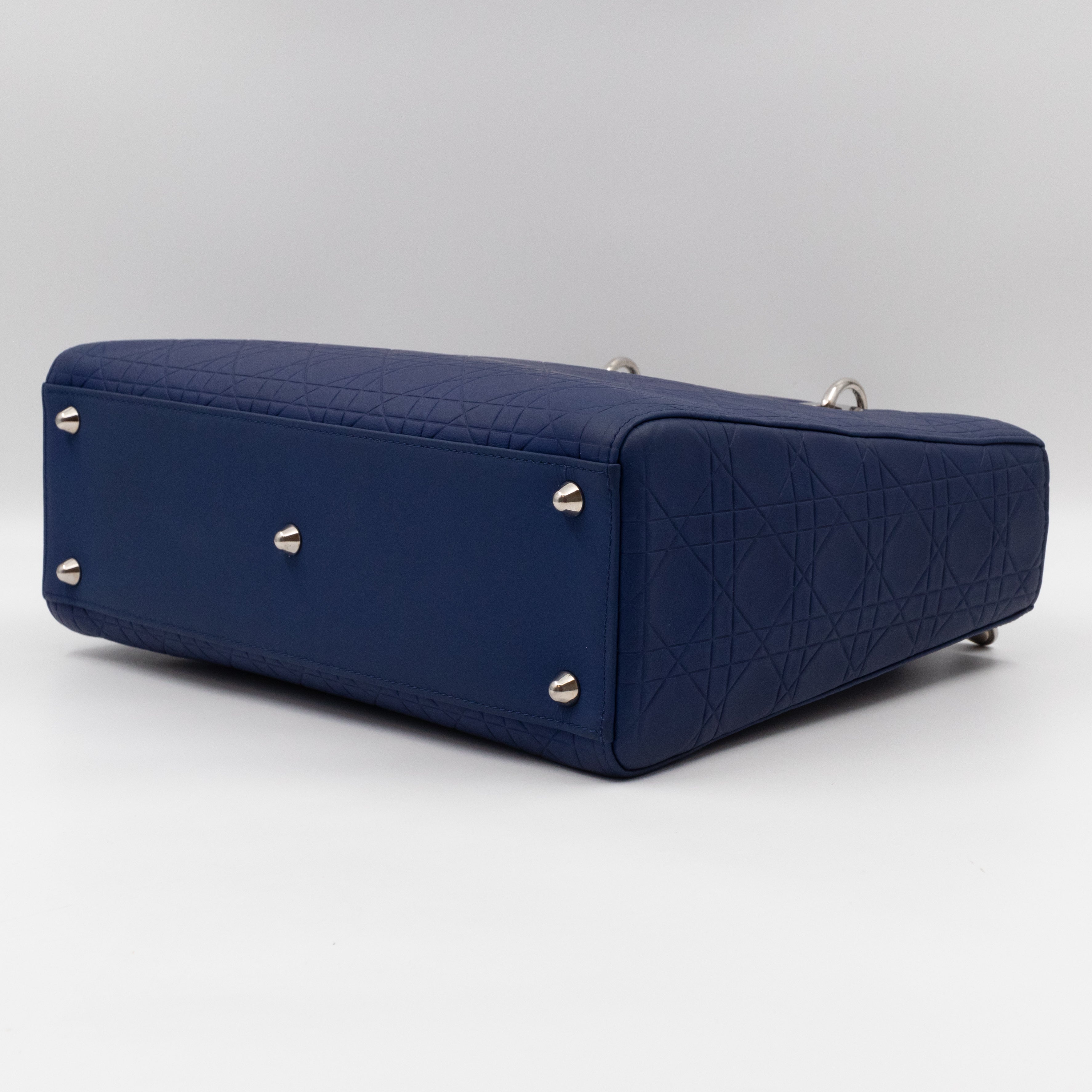 Lady Dior Large Navy Blue Ultra Matte Leather