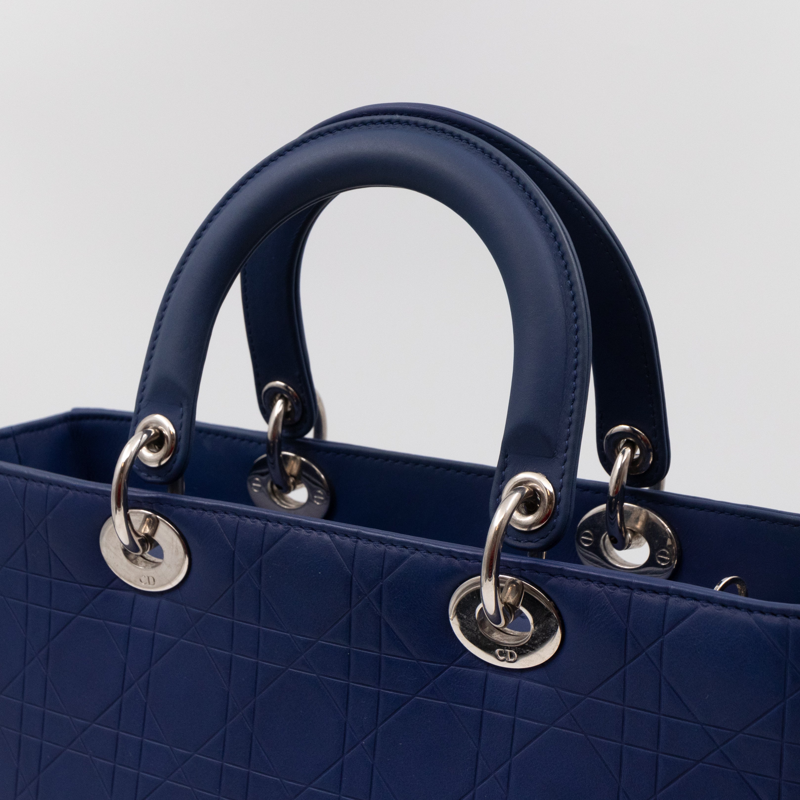 Lady Dior Large Navy Blue Ultra Matte Leather