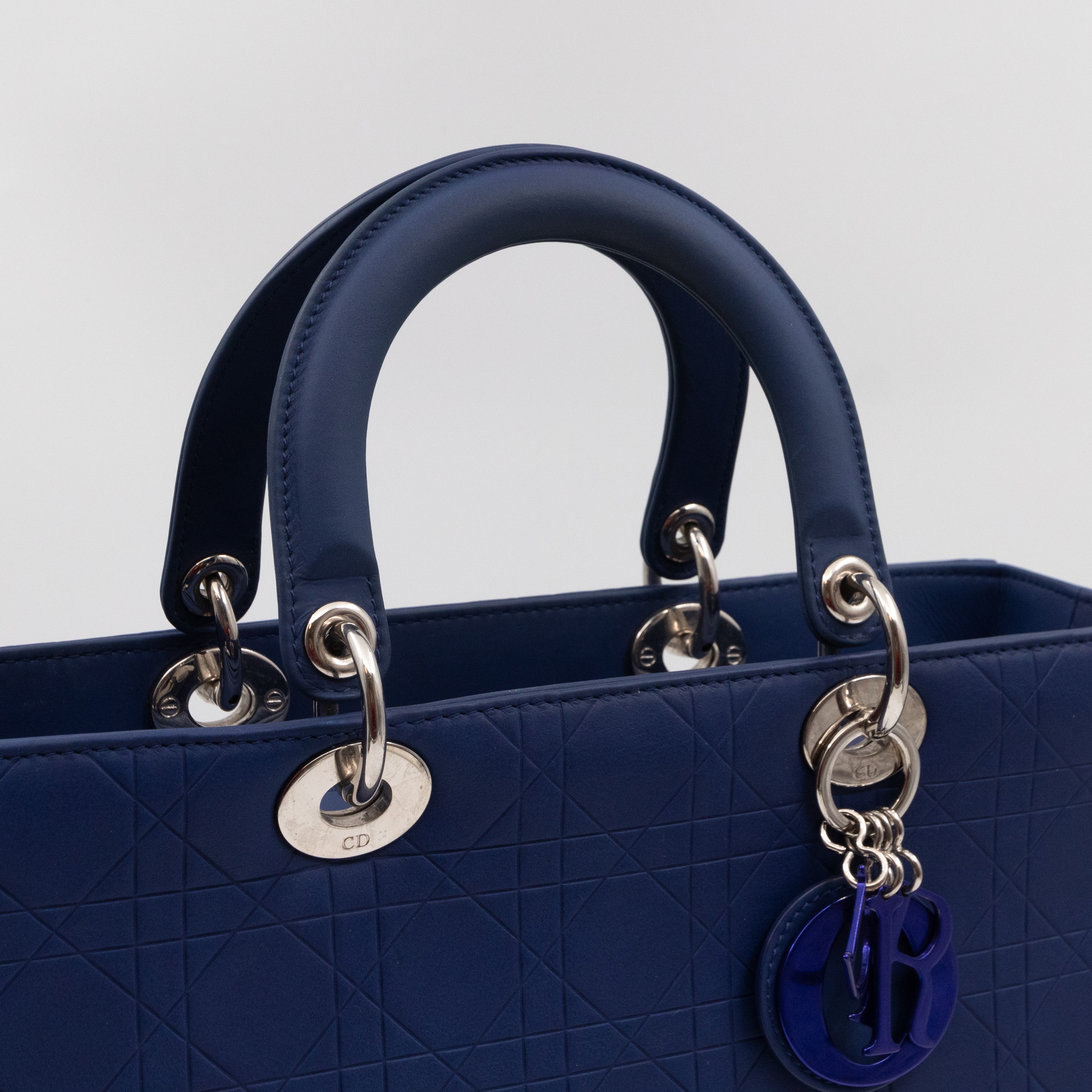 Lady Dior Large Navy Blue Ultra Matte Leather
