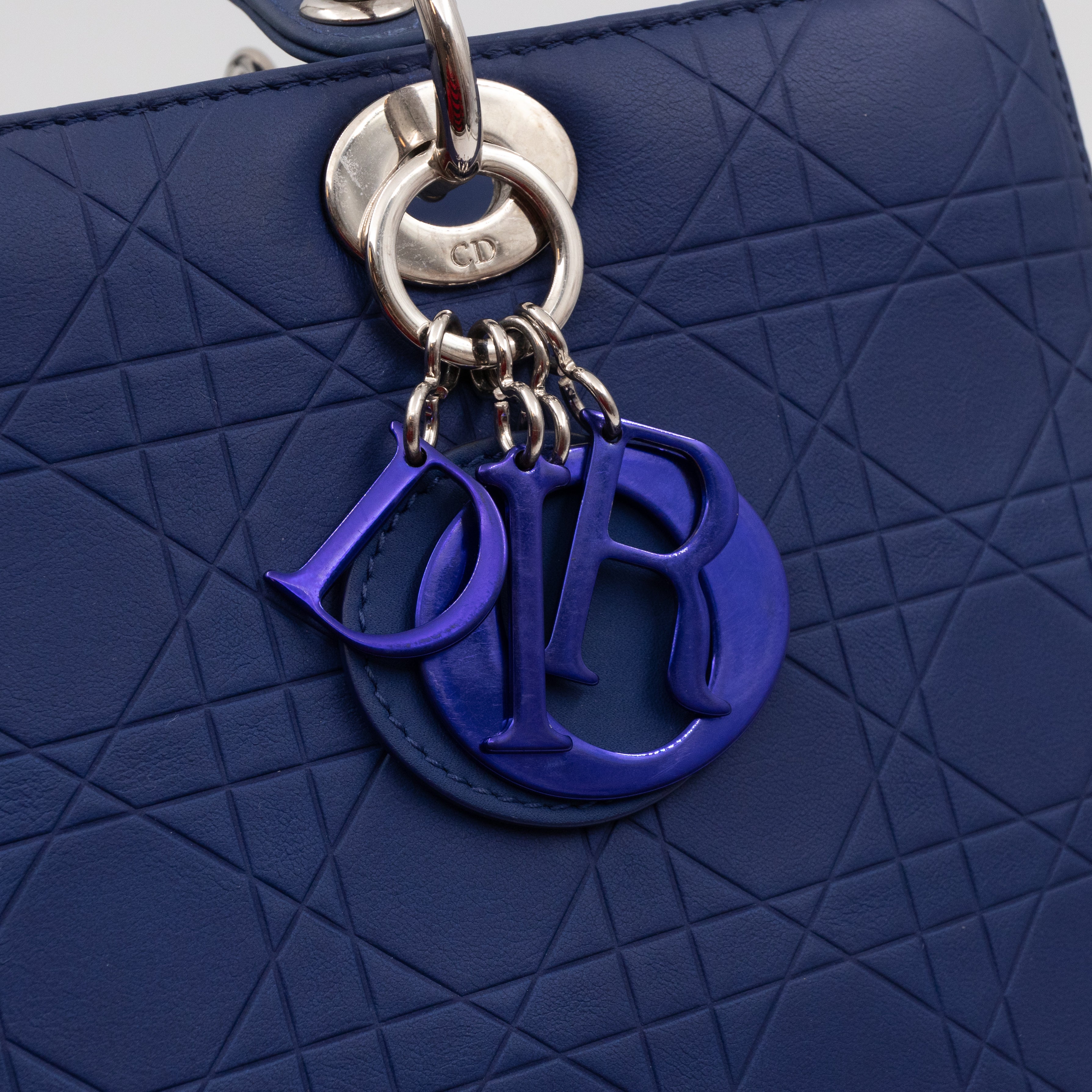 Lady Dior Large Navy Blue Ultra Matte Leather