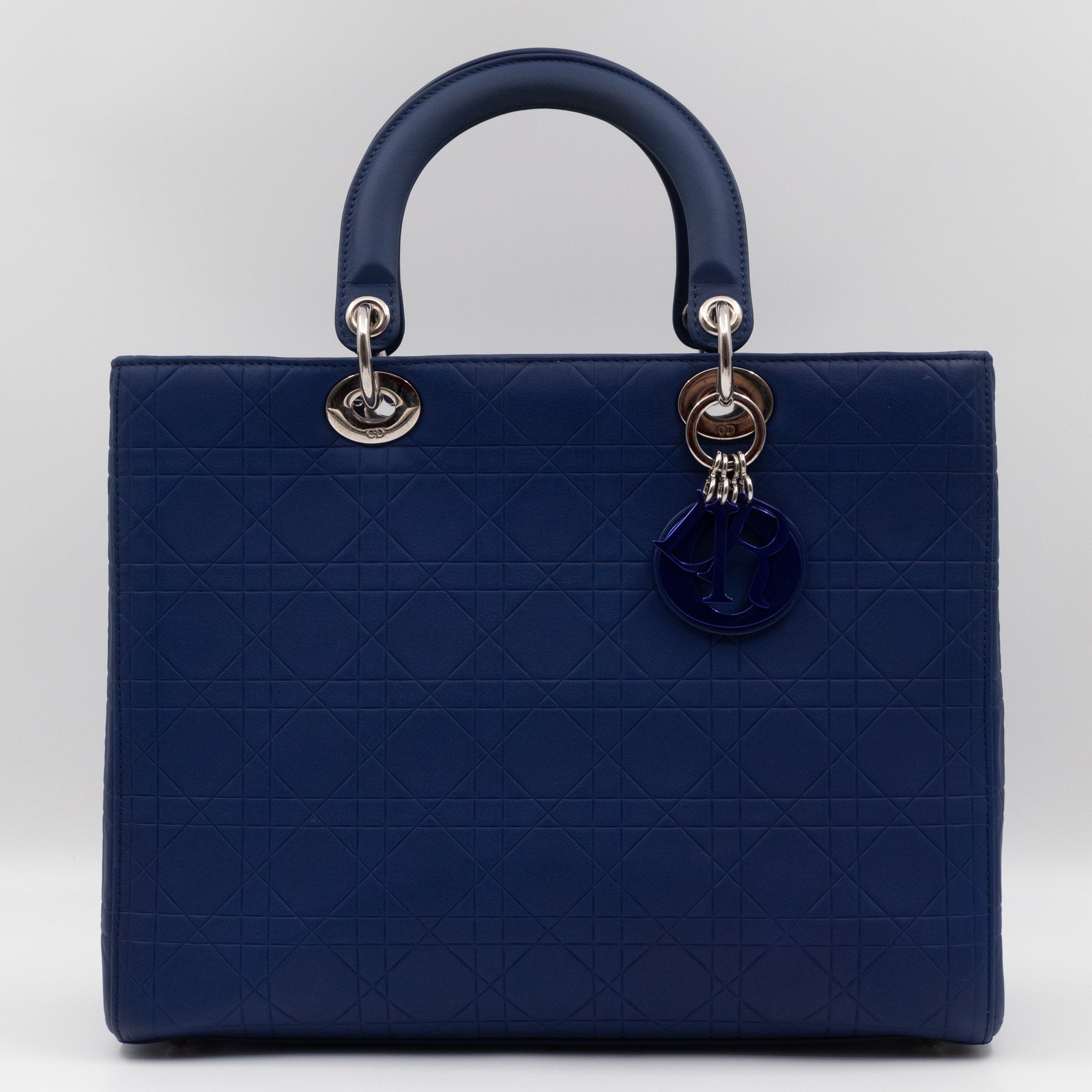 Lady Dior Large Navy Blue Ultra Matte Leather