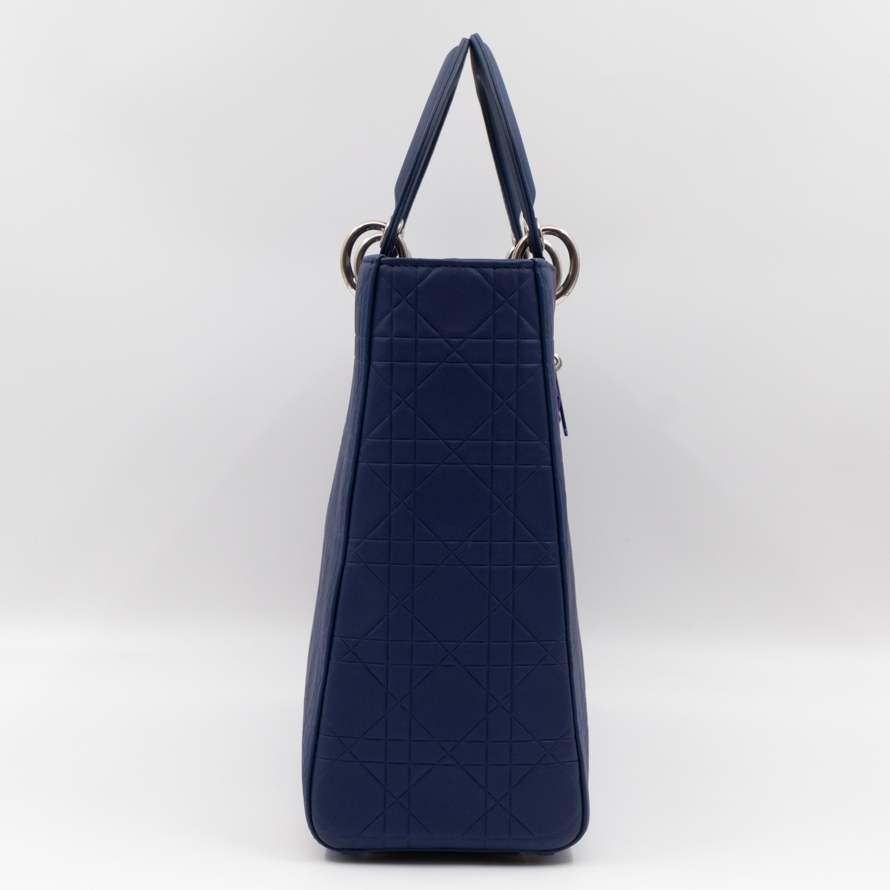 Lady Dior Large Navy Blue Ultra Matte Leather