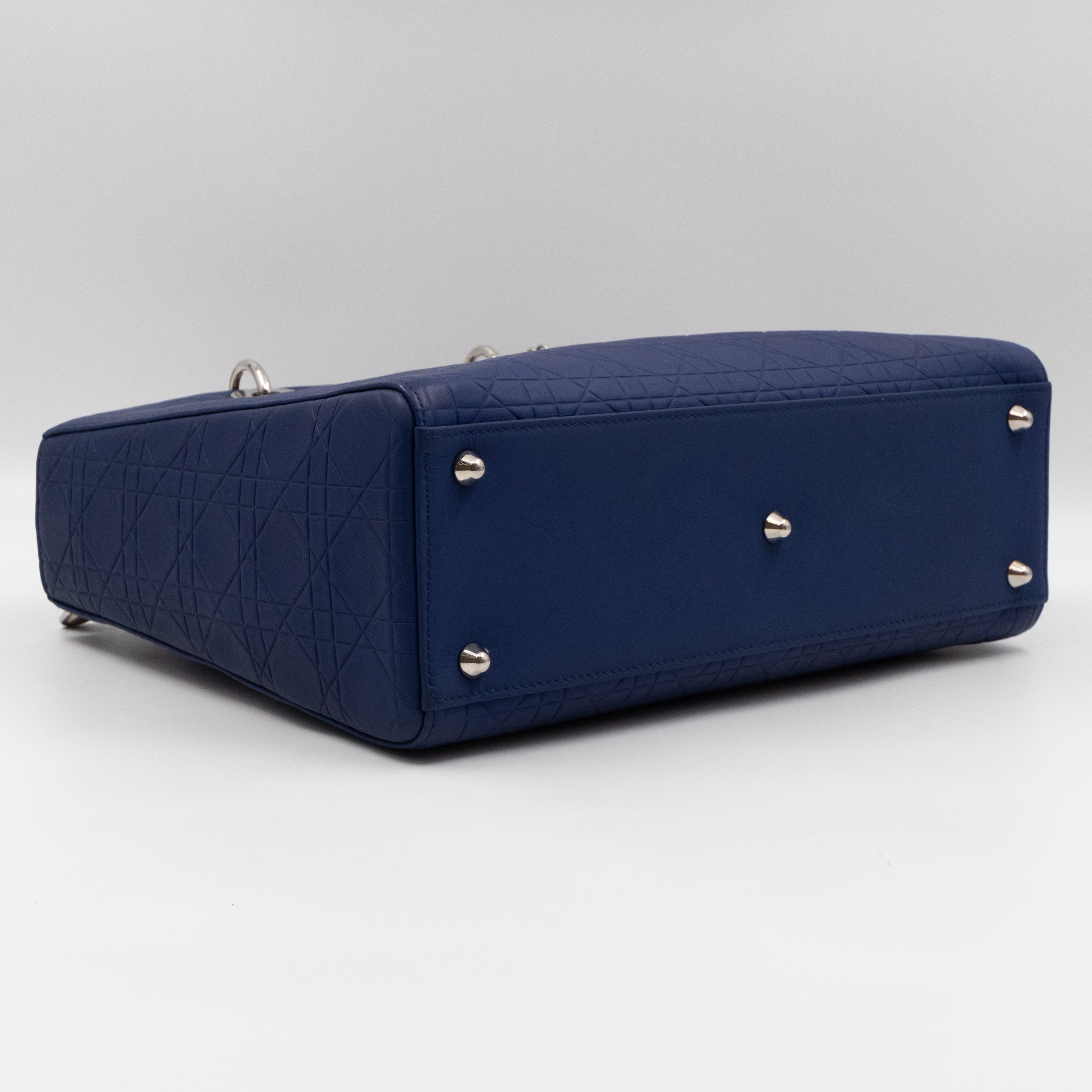 Lady Dior Large Navy Blue Ultra Matte Leather