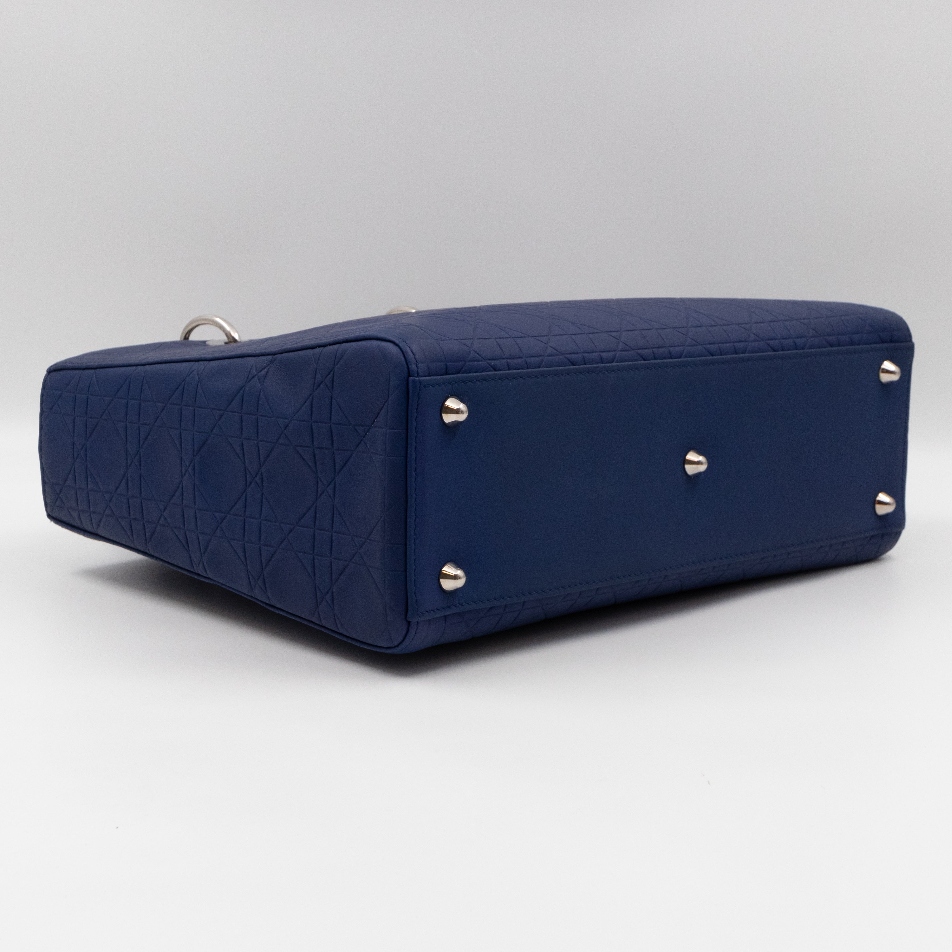 Lady Dior Large Navy Blue Ultra Matte Leather