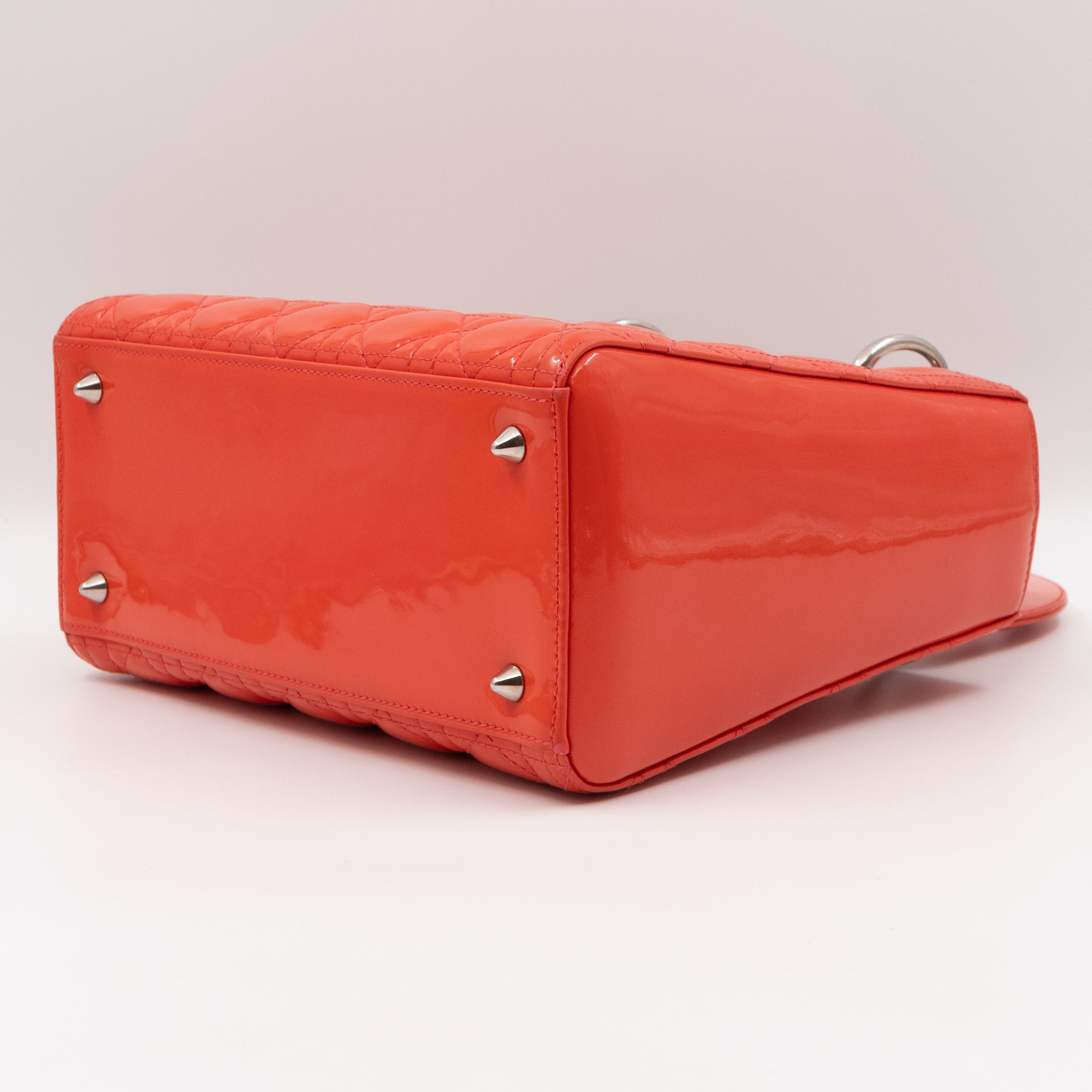 Lady Dior Medium Coral Patent Leather