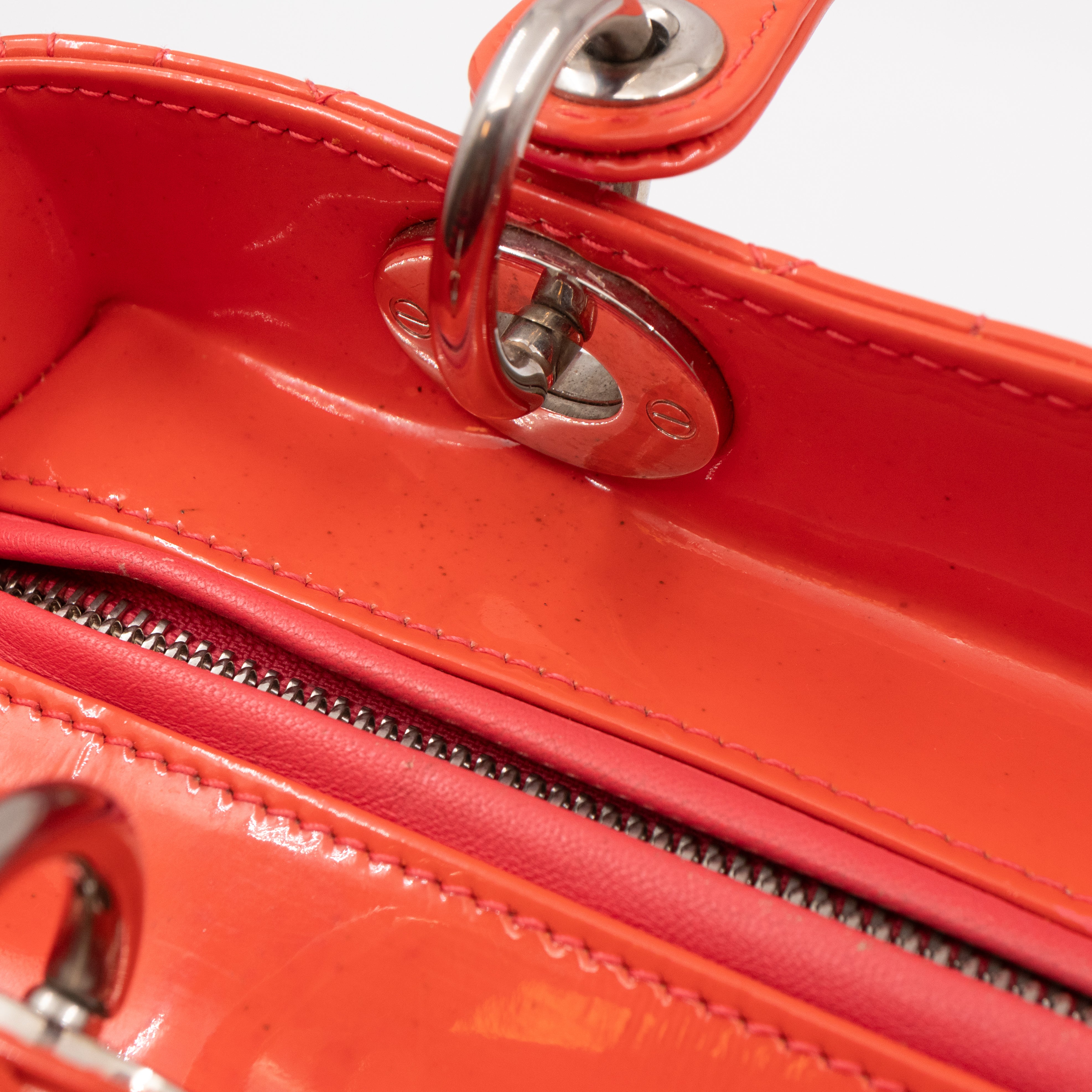 Lady Dior Medium Coral Patent Leather