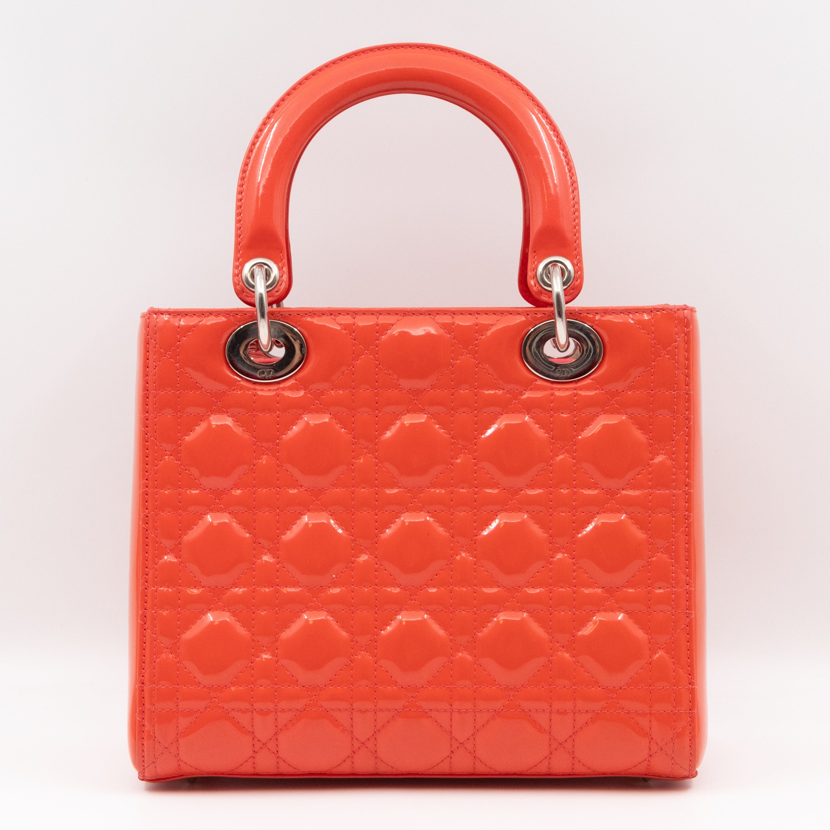 Lady Dior Medium Coral Patent Leather