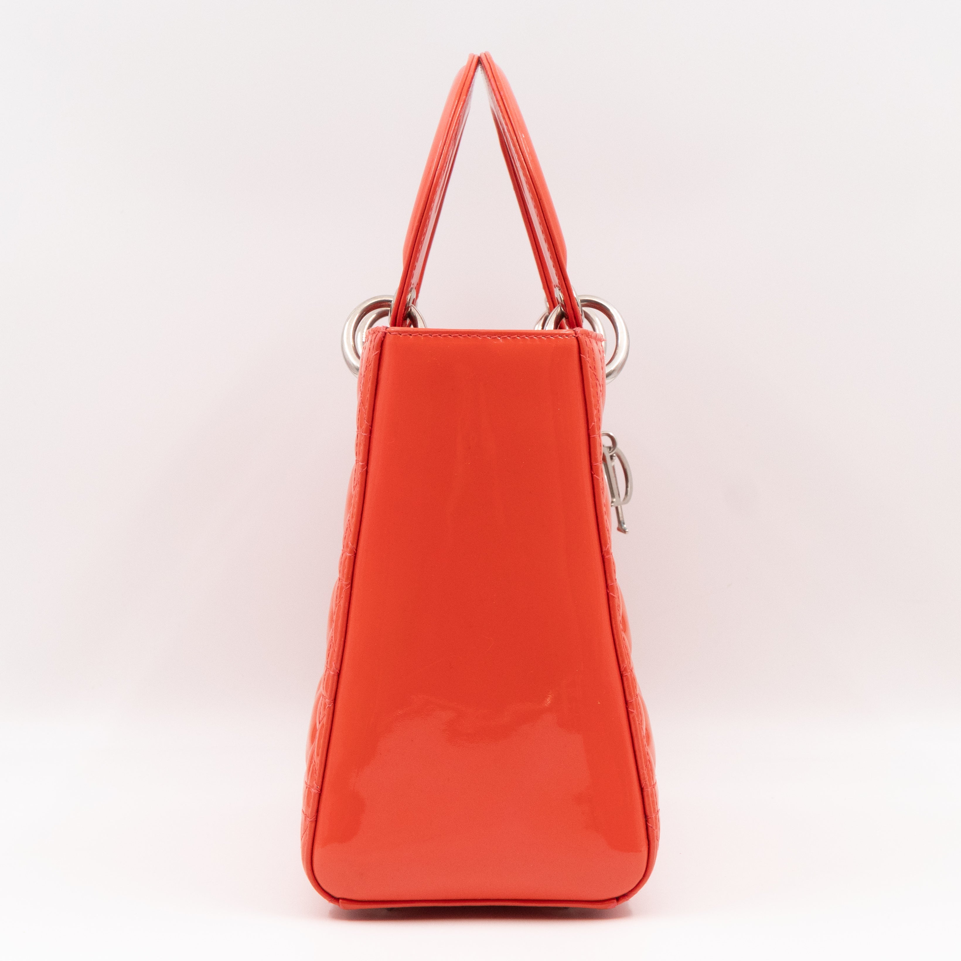 Lady Dior Medium Coral Patent Leather