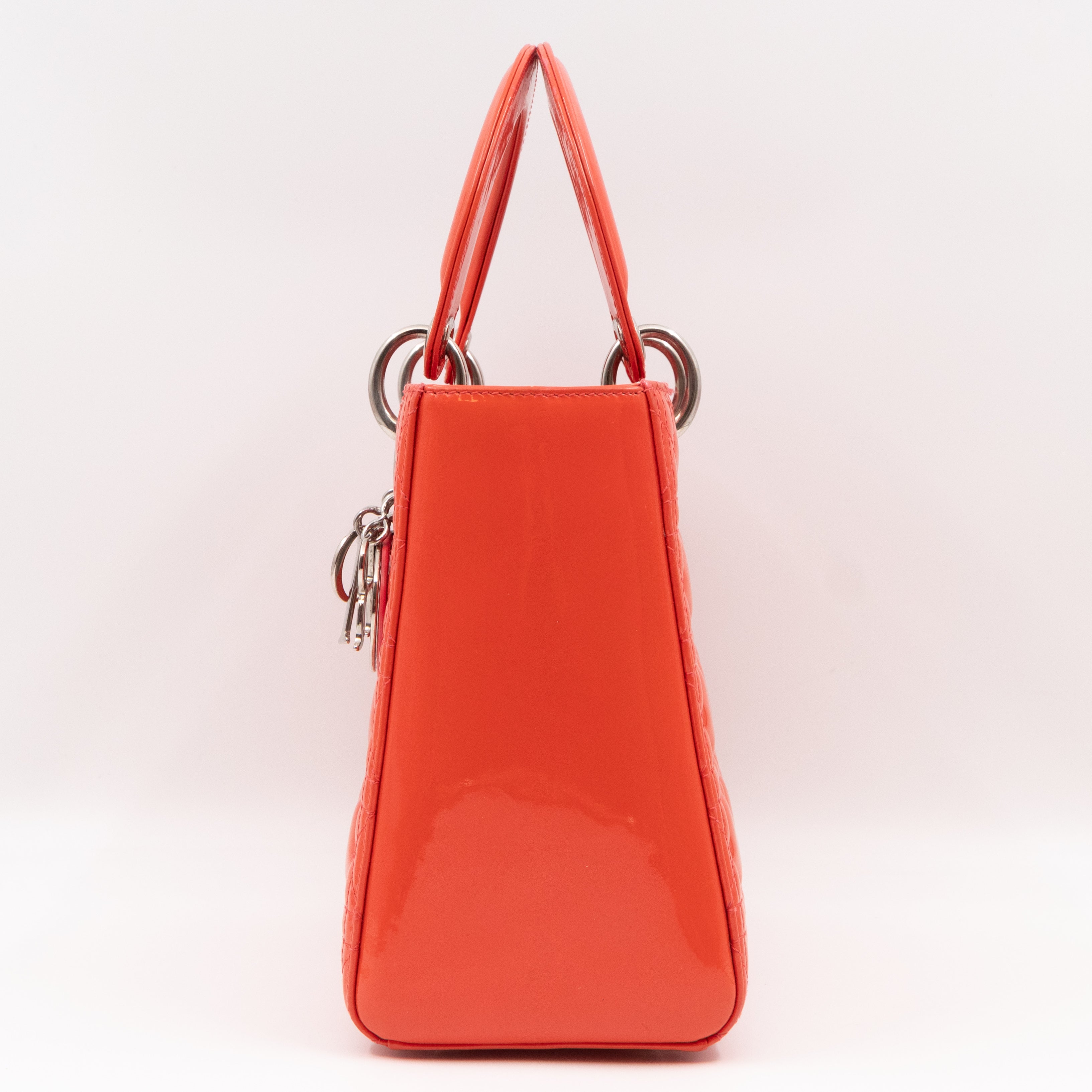 Lady Dior Medium Coral Patent Leather