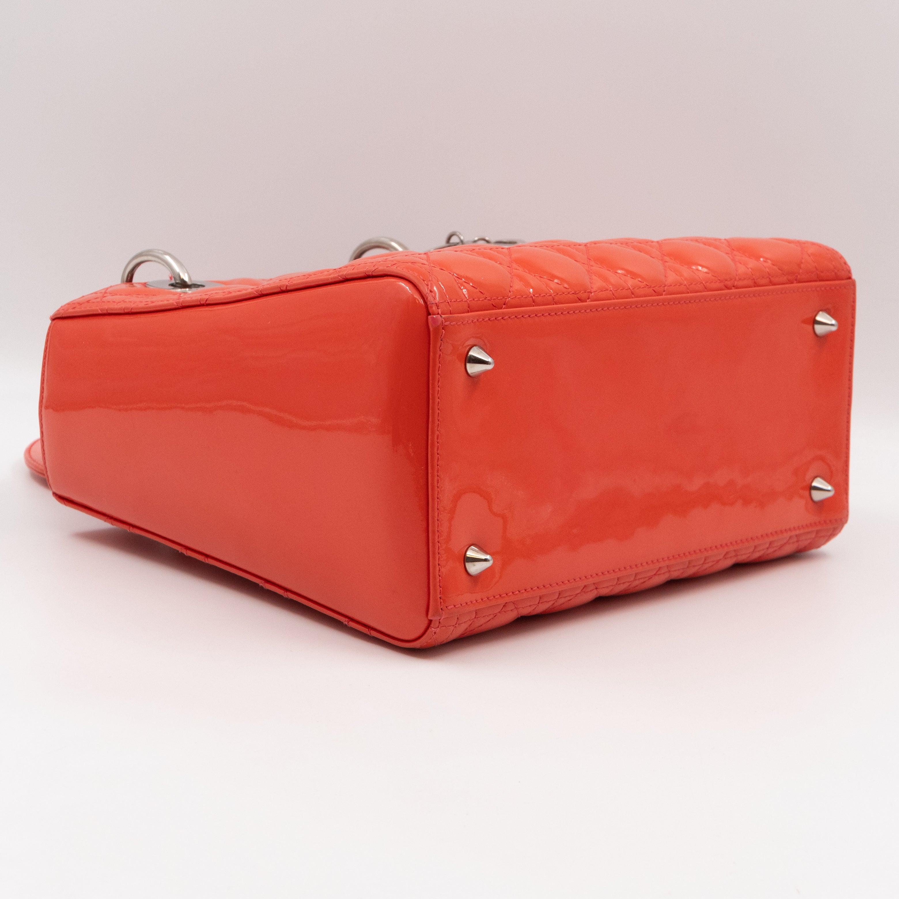 Lady Dior Medium Coral Patent Leather