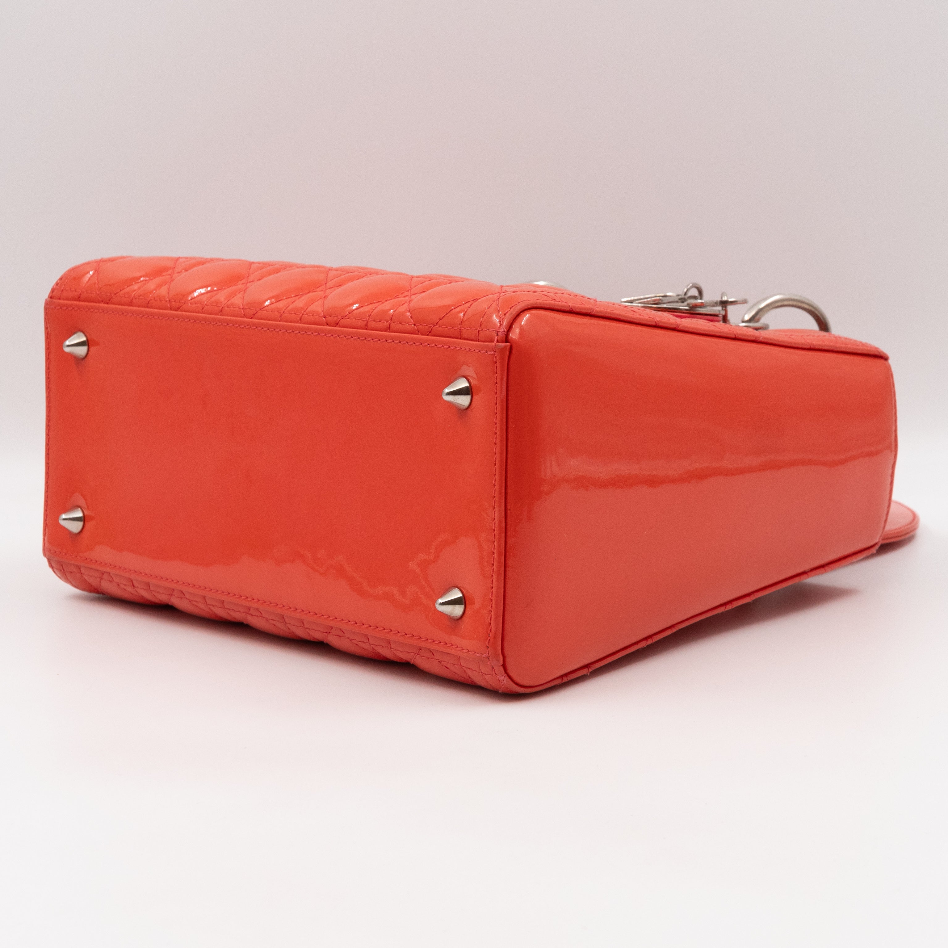 Lady Dior Medium Coral Patent Leather