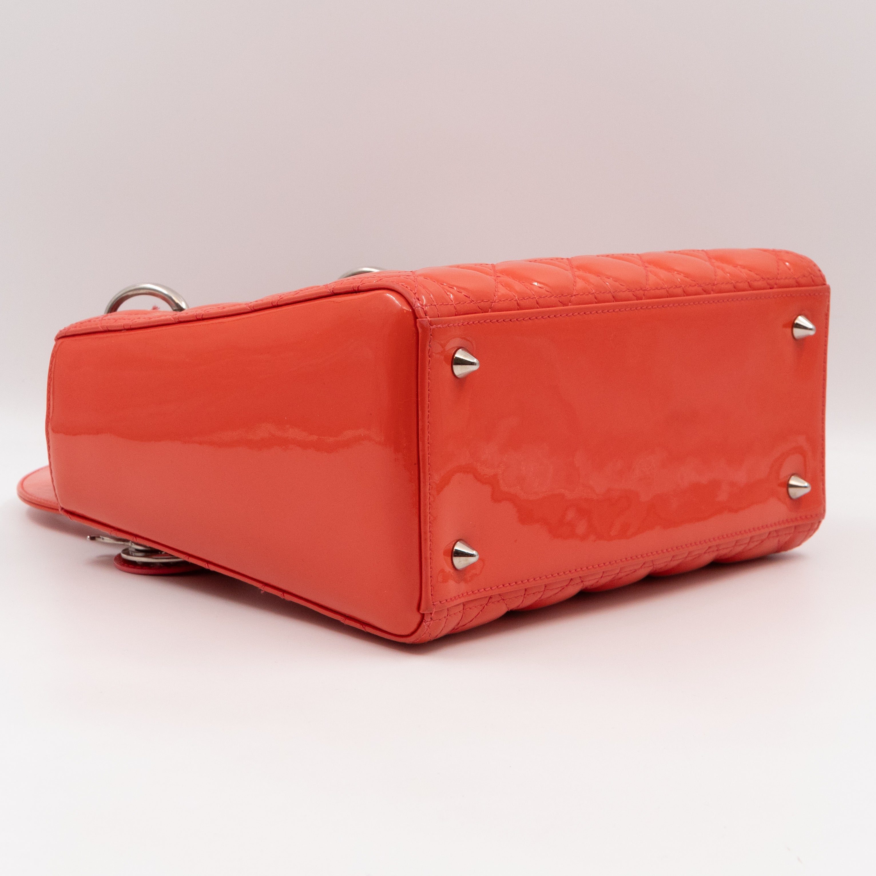 Lady Dior Medium Coral Patent Leather