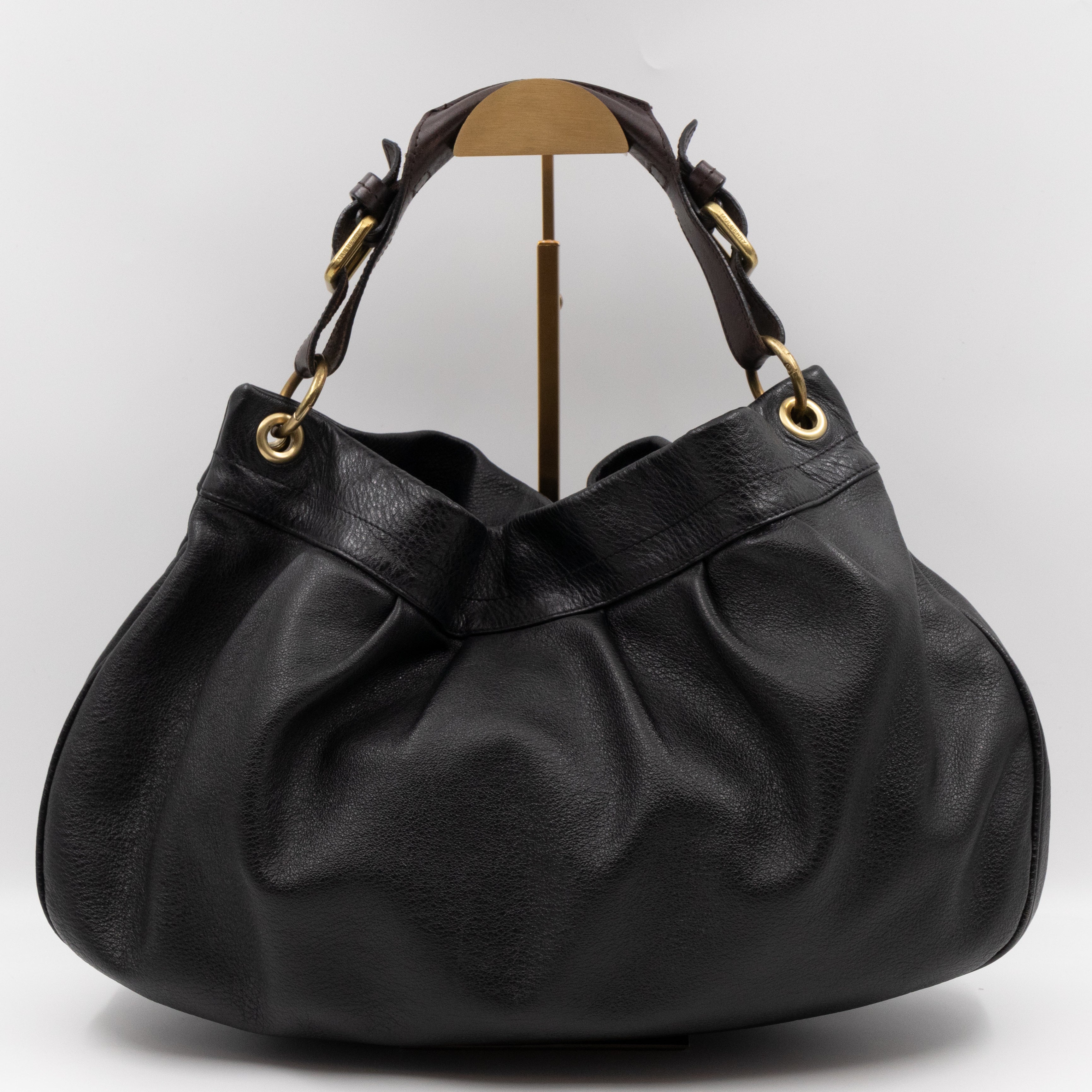 Mitzy East West Hobo Bag Black Leather