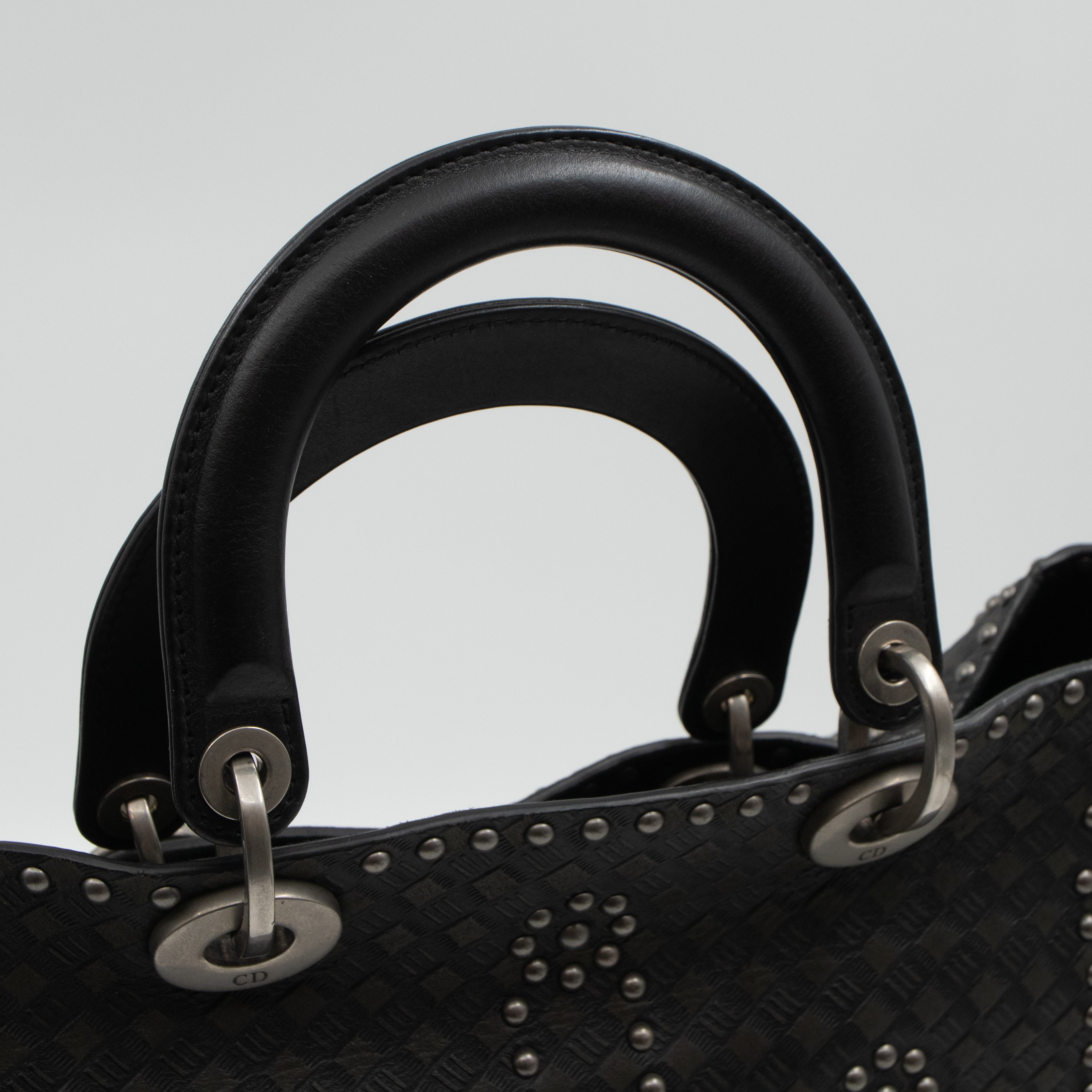 Lady Dior Large Supple Studded Black Calfskin Leather