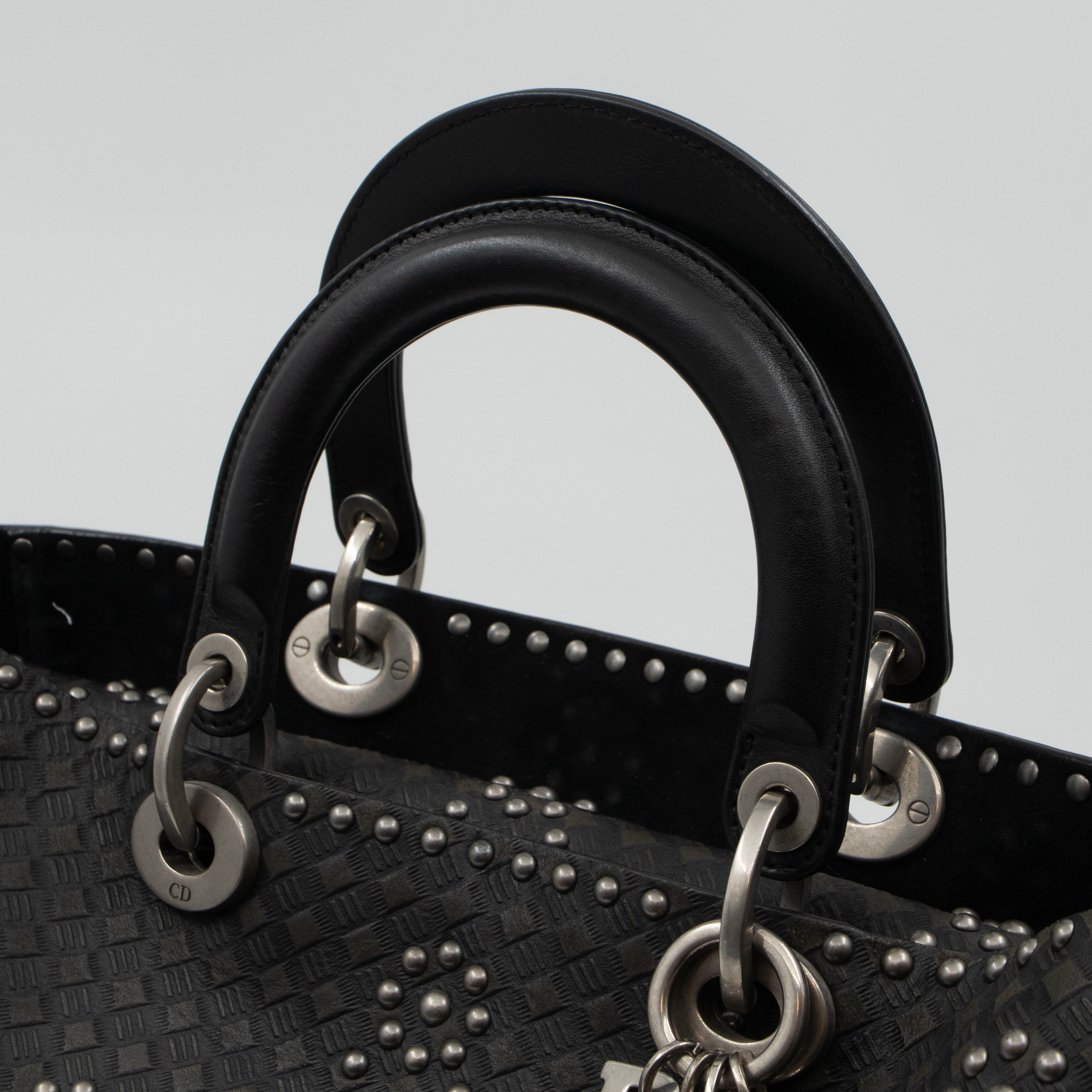 Lady Dior Large Supple Studded Black Calfskin Leather