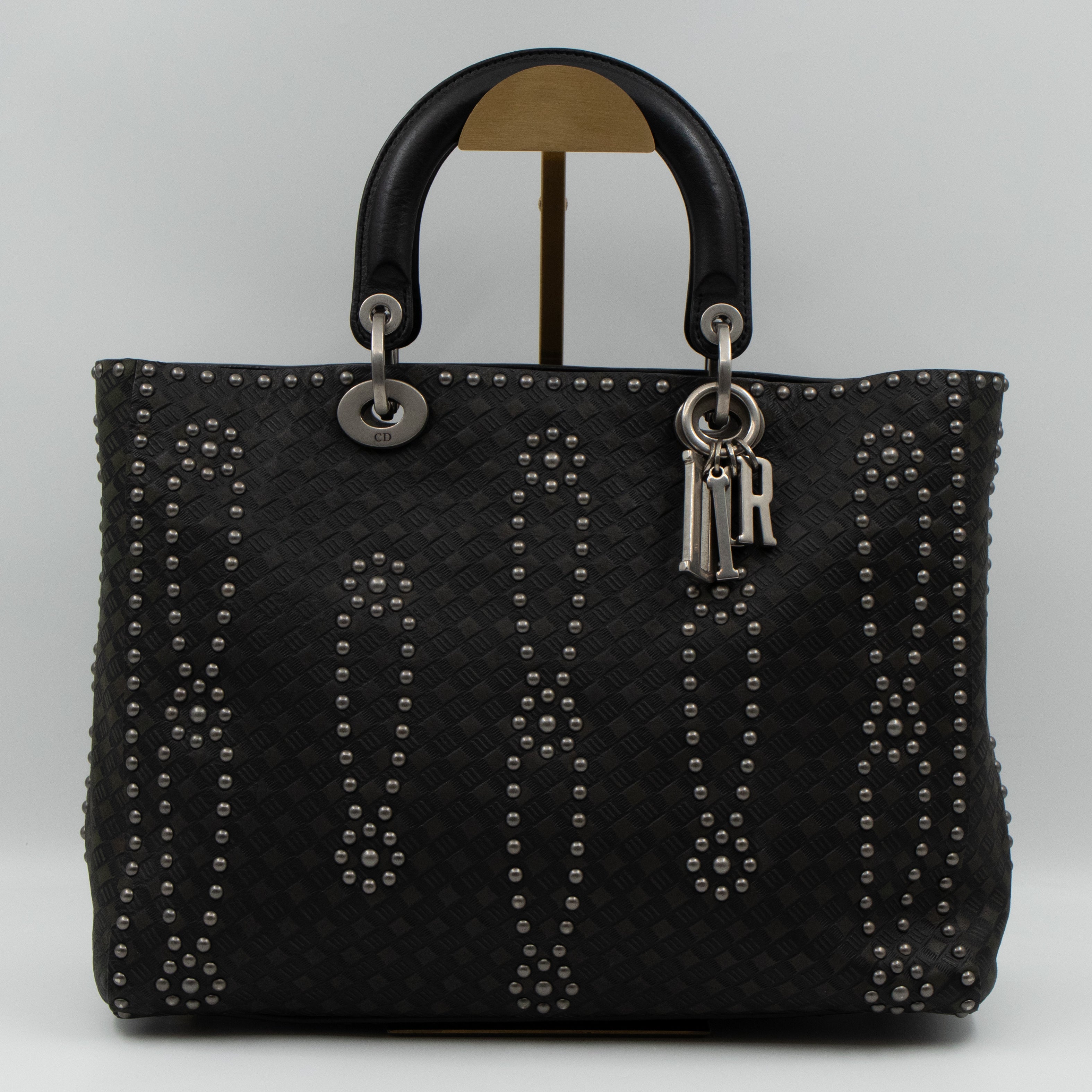 Lady Dior Large Supple Studded Black Calfskin Leather