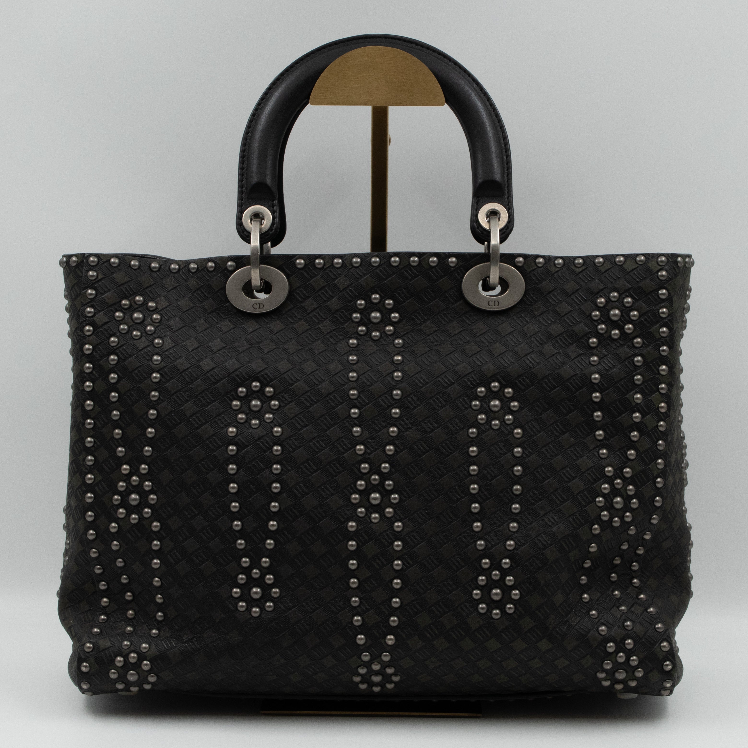 Lady Dior Large Supple Studded Black Calfskin Leather