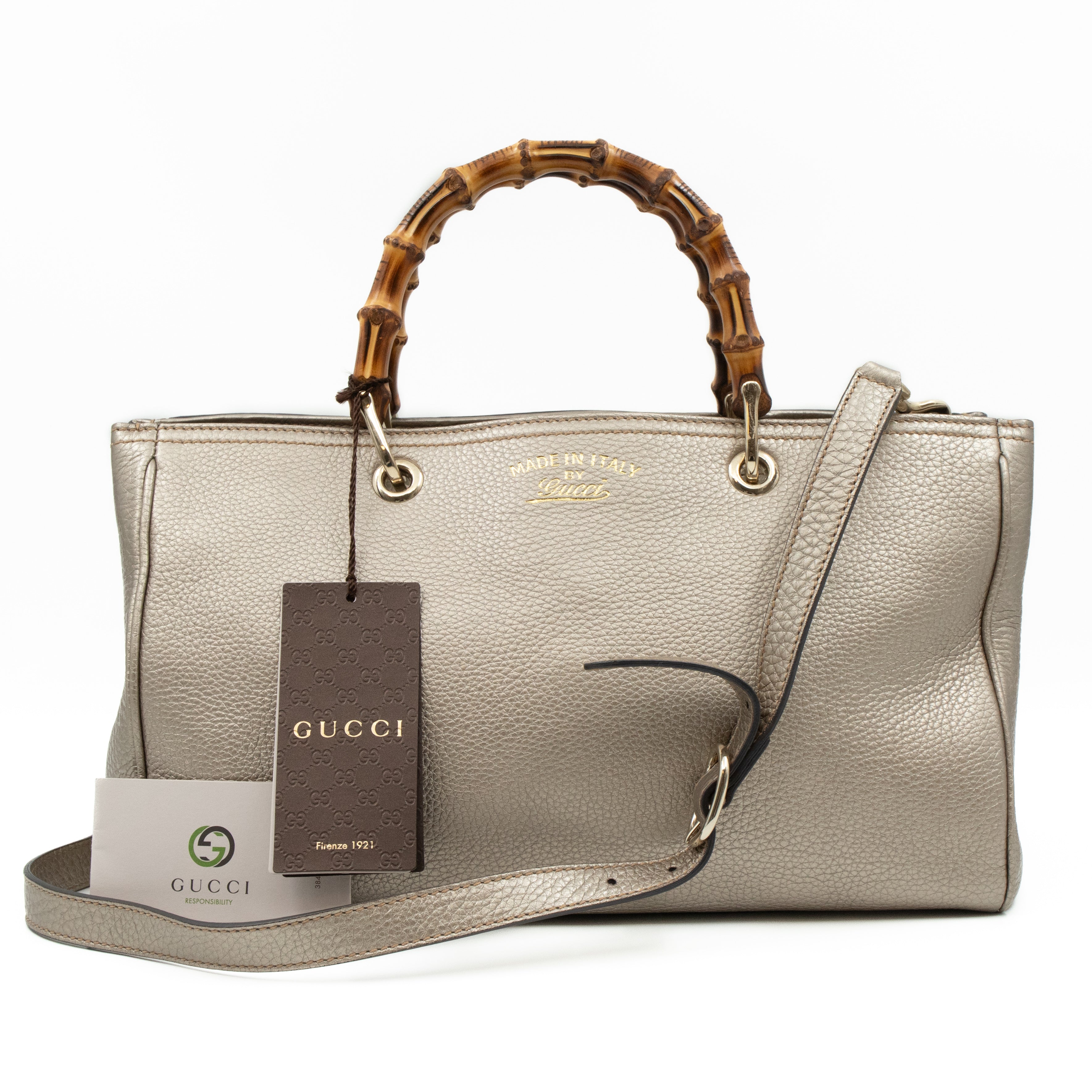Bamboo Shopper Tote Champagne Leather