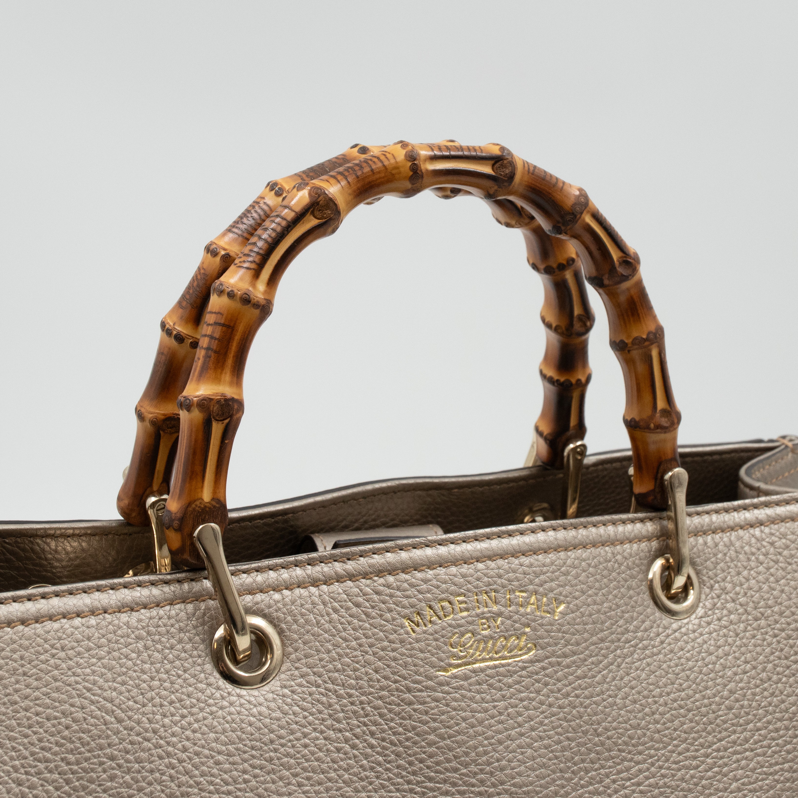 Bamboo Shopper Tote Champagne Leather