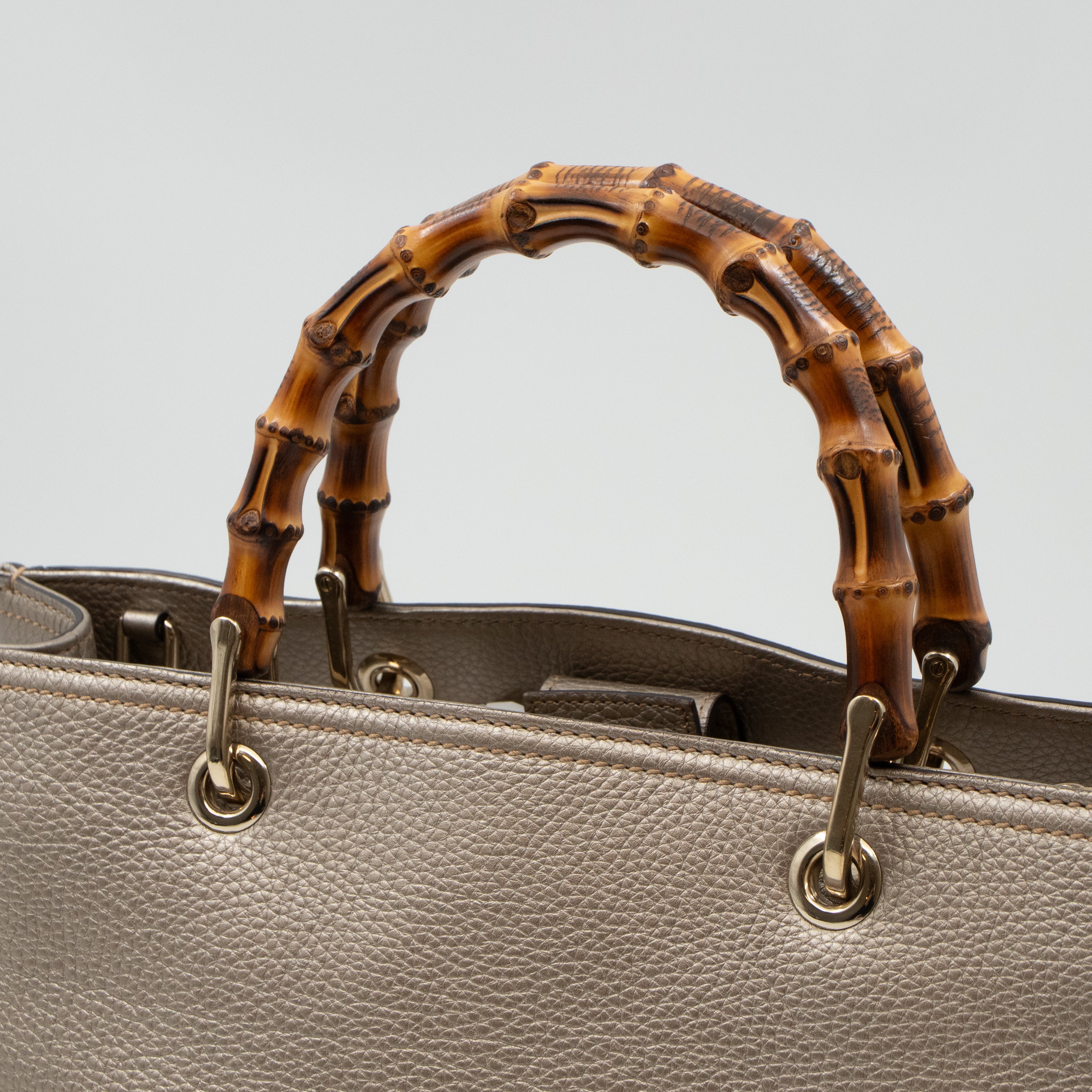 Bamboo Shopper Tote Champagne Leather