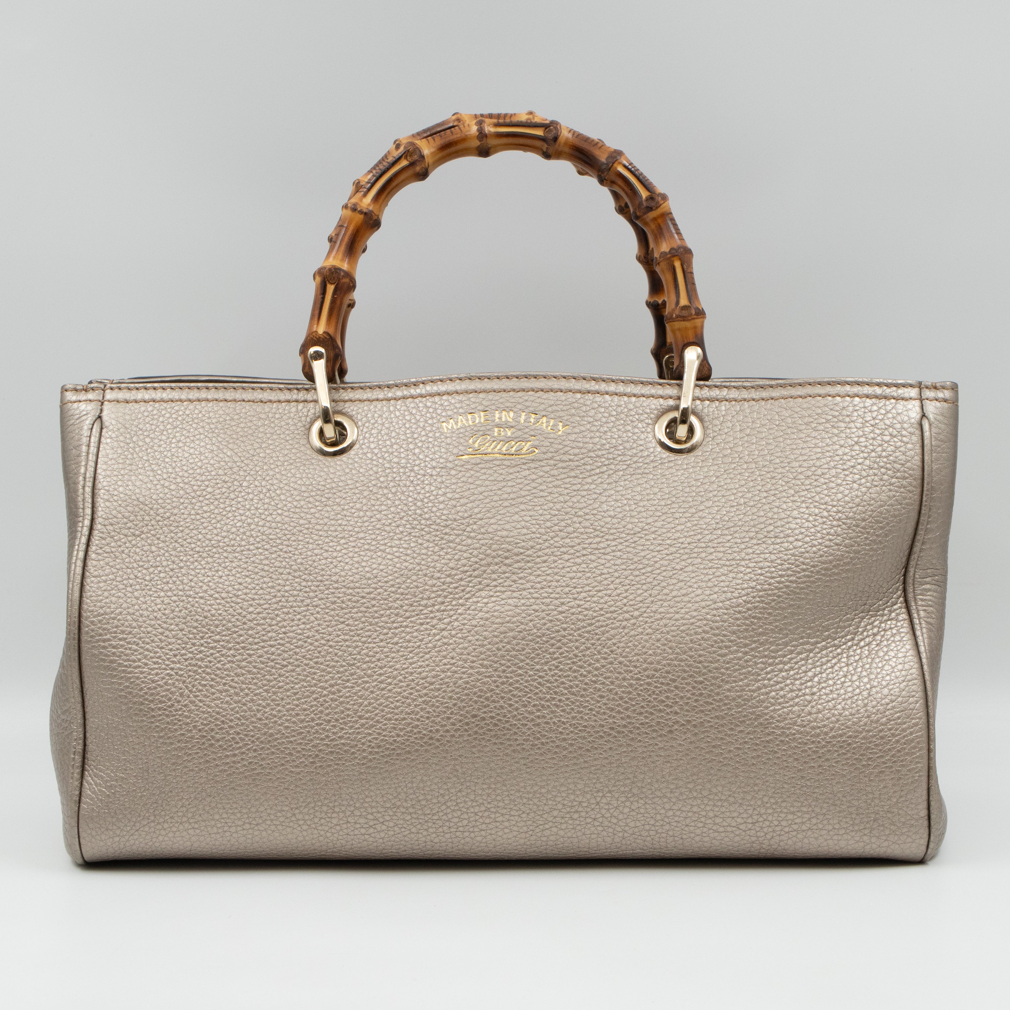 Bamboo Shopper Tote Champagne Leather