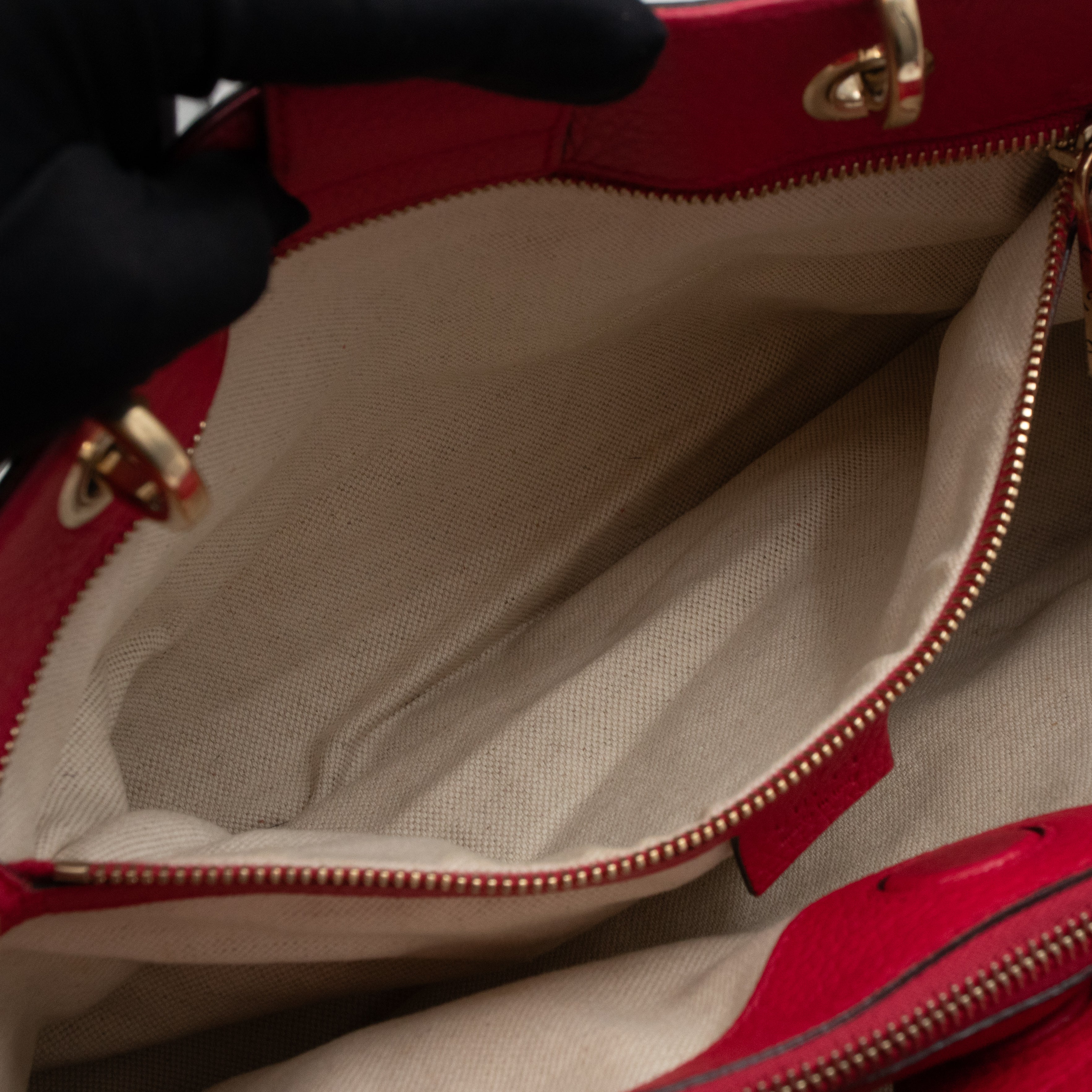 Bamboo Shopper Tote Red Orange Leather