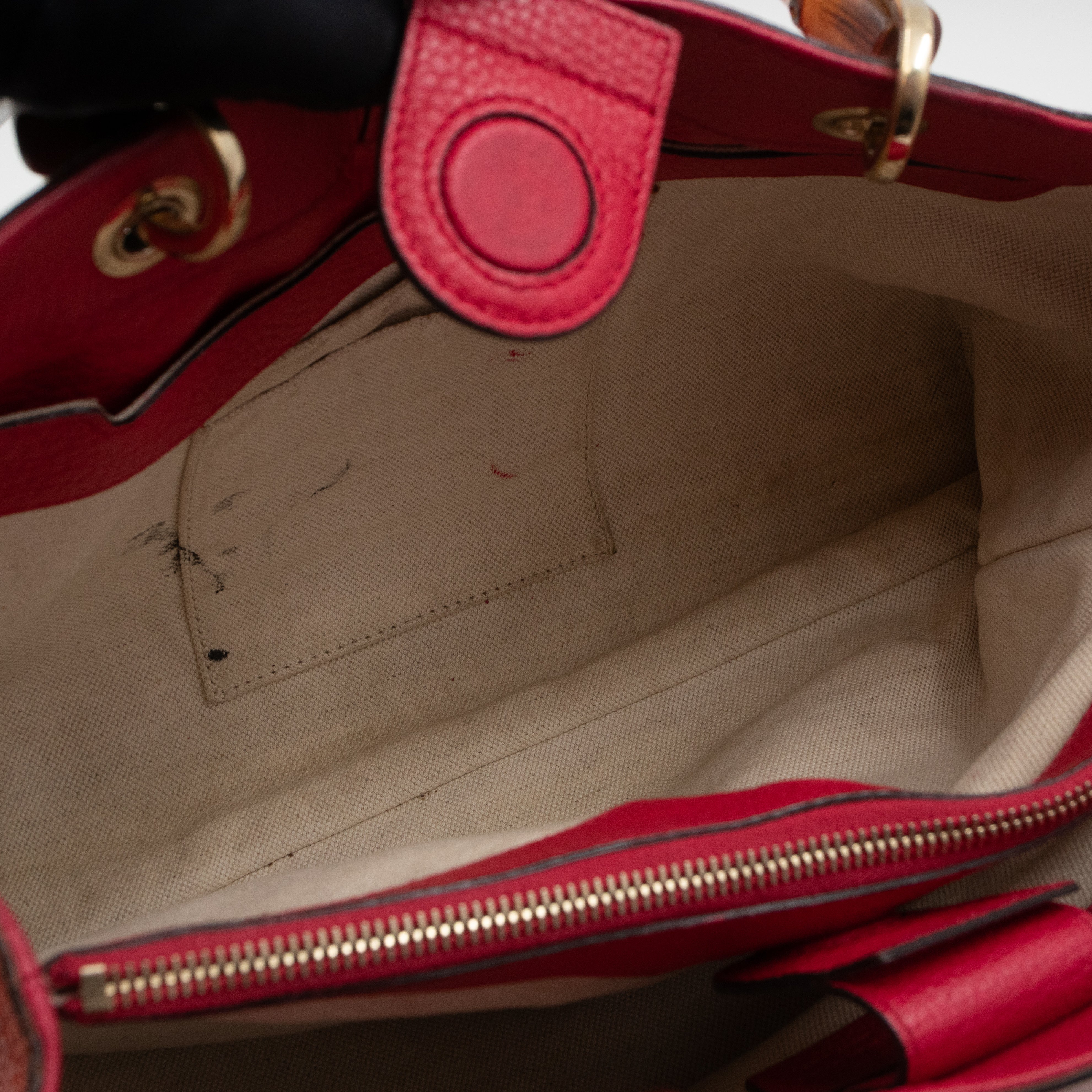 Bamboo Shopper Tote Red Orange Leather