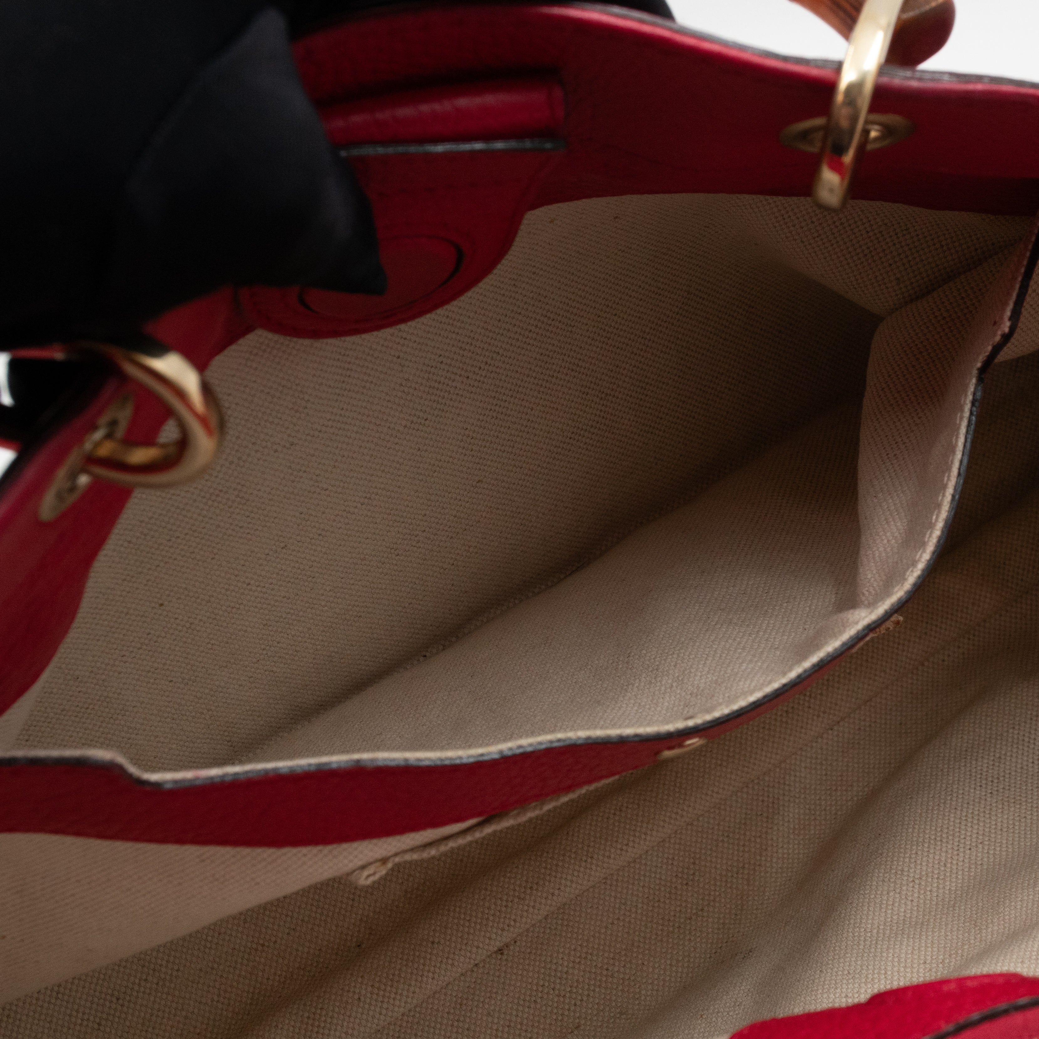 Bamboo Shopper Tote Red Orange Leather