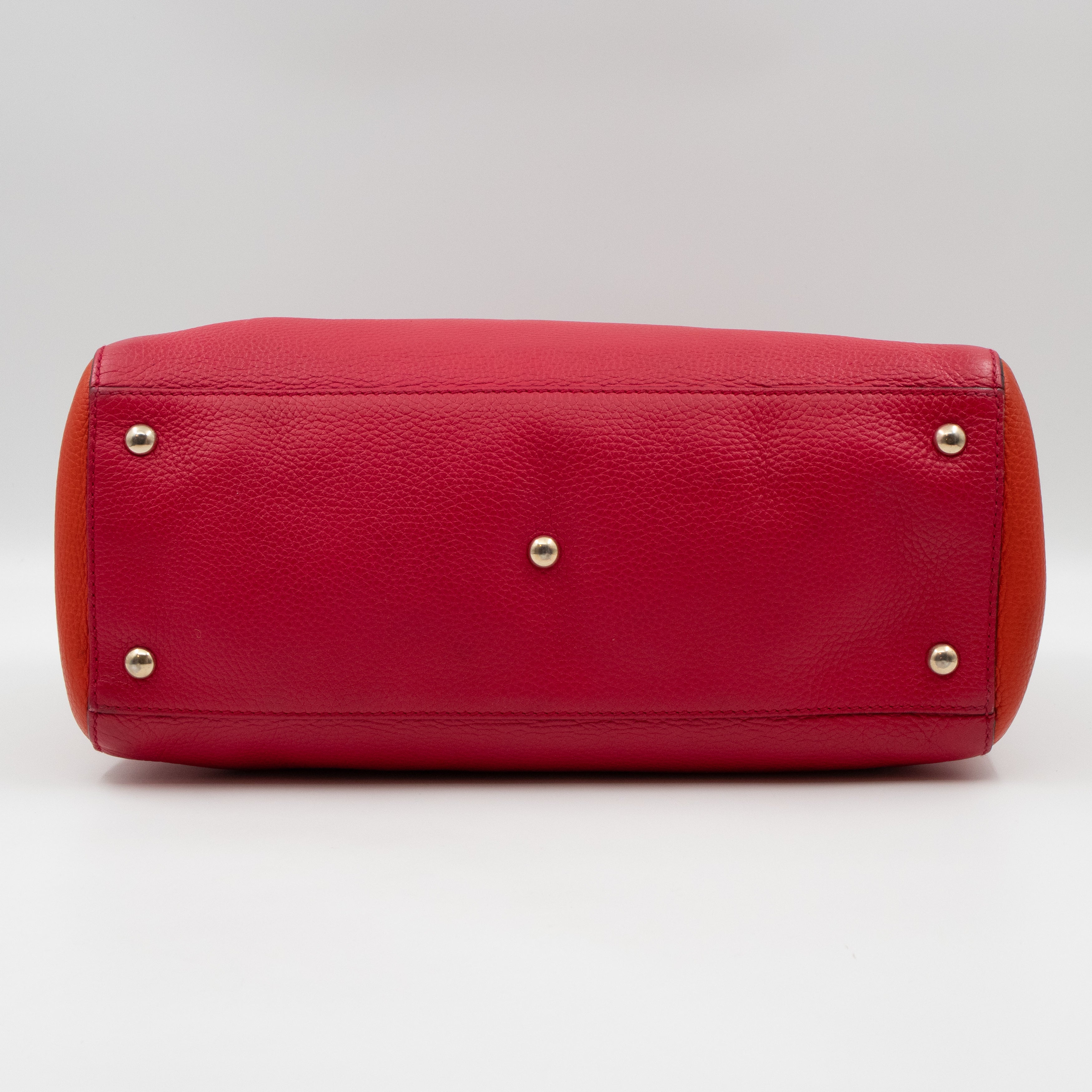 Bamboo Shopper Tote Red Orange Leather