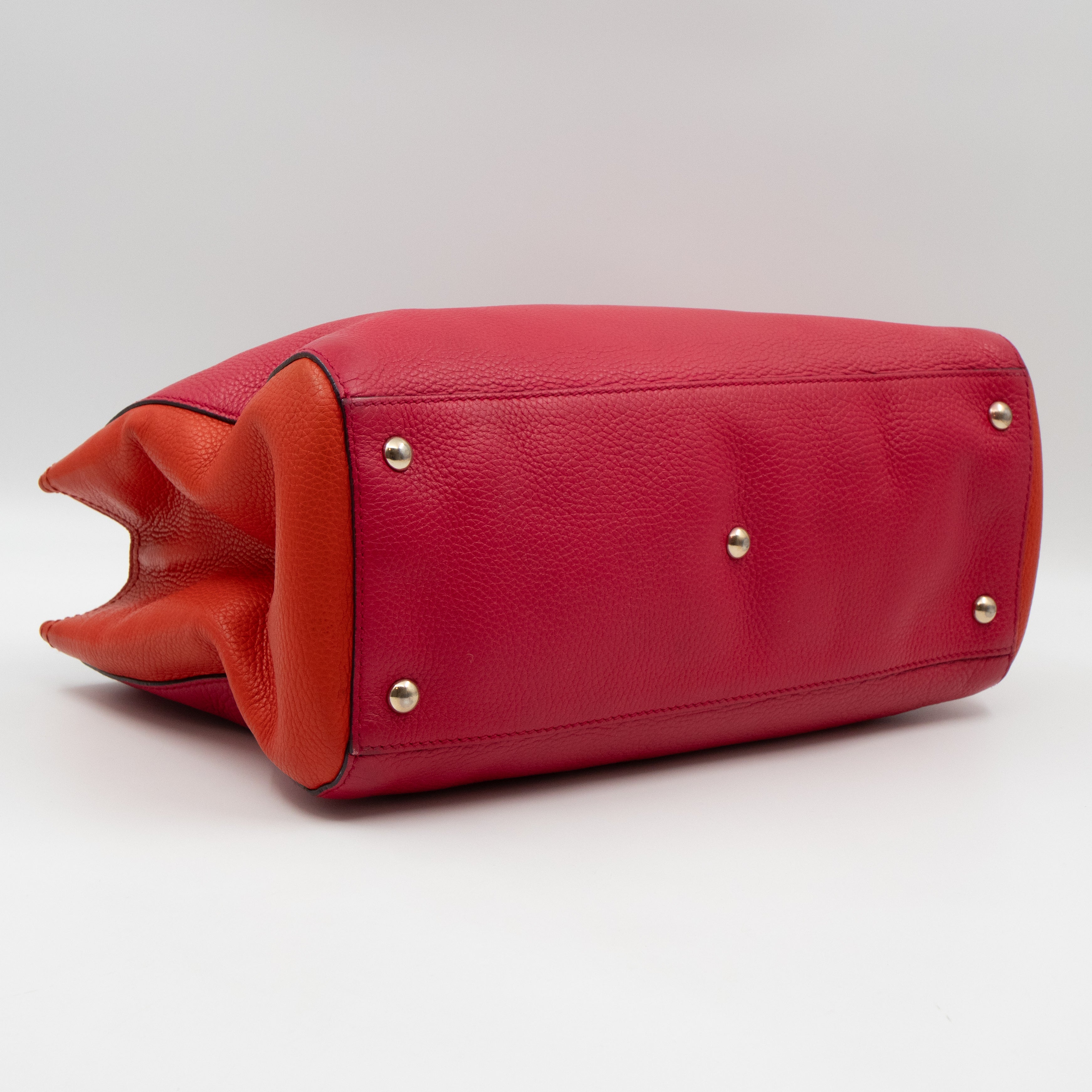 Bamboo Shopper Tote Red Orange Leather