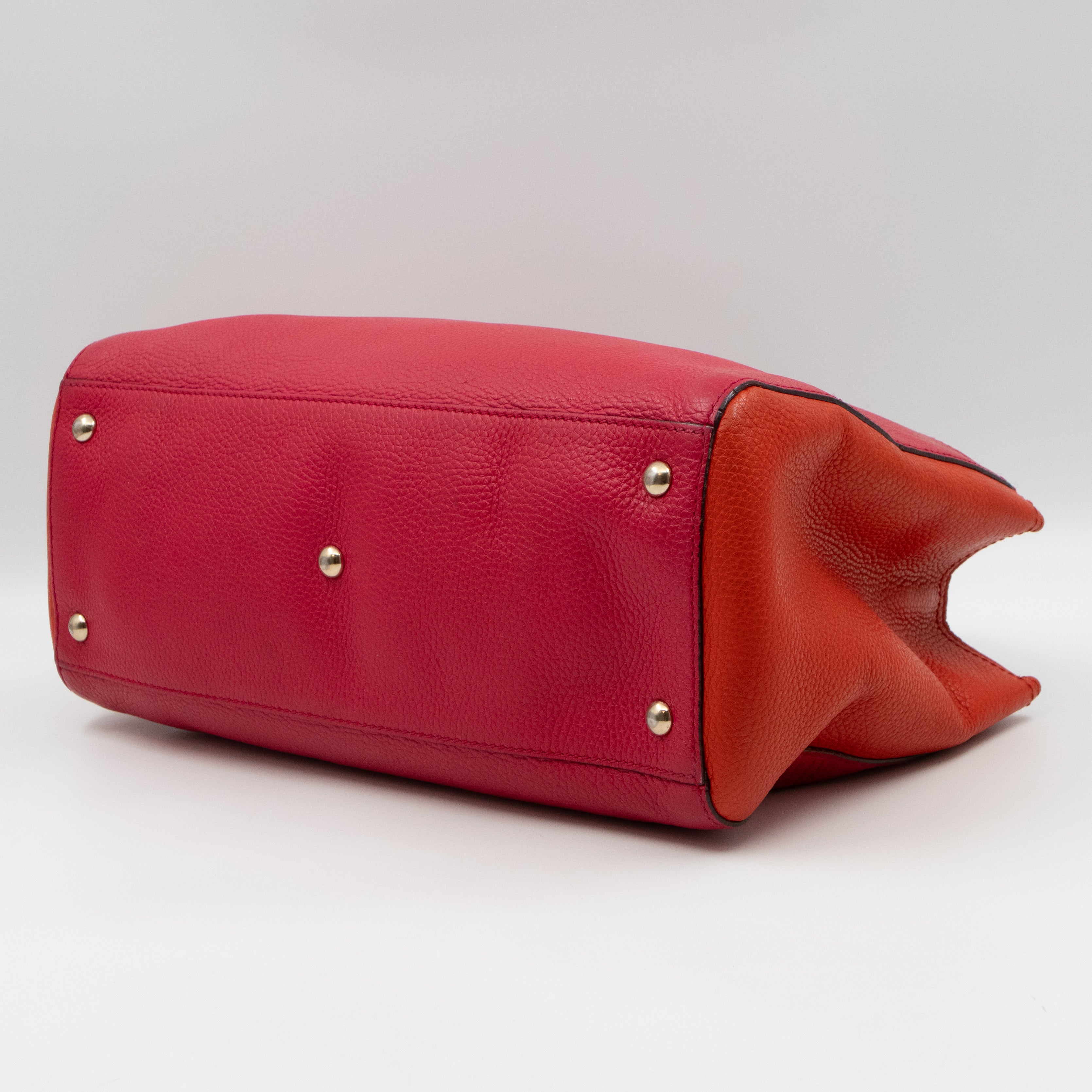 Bamboo Shopper Tote Red Orange Leather