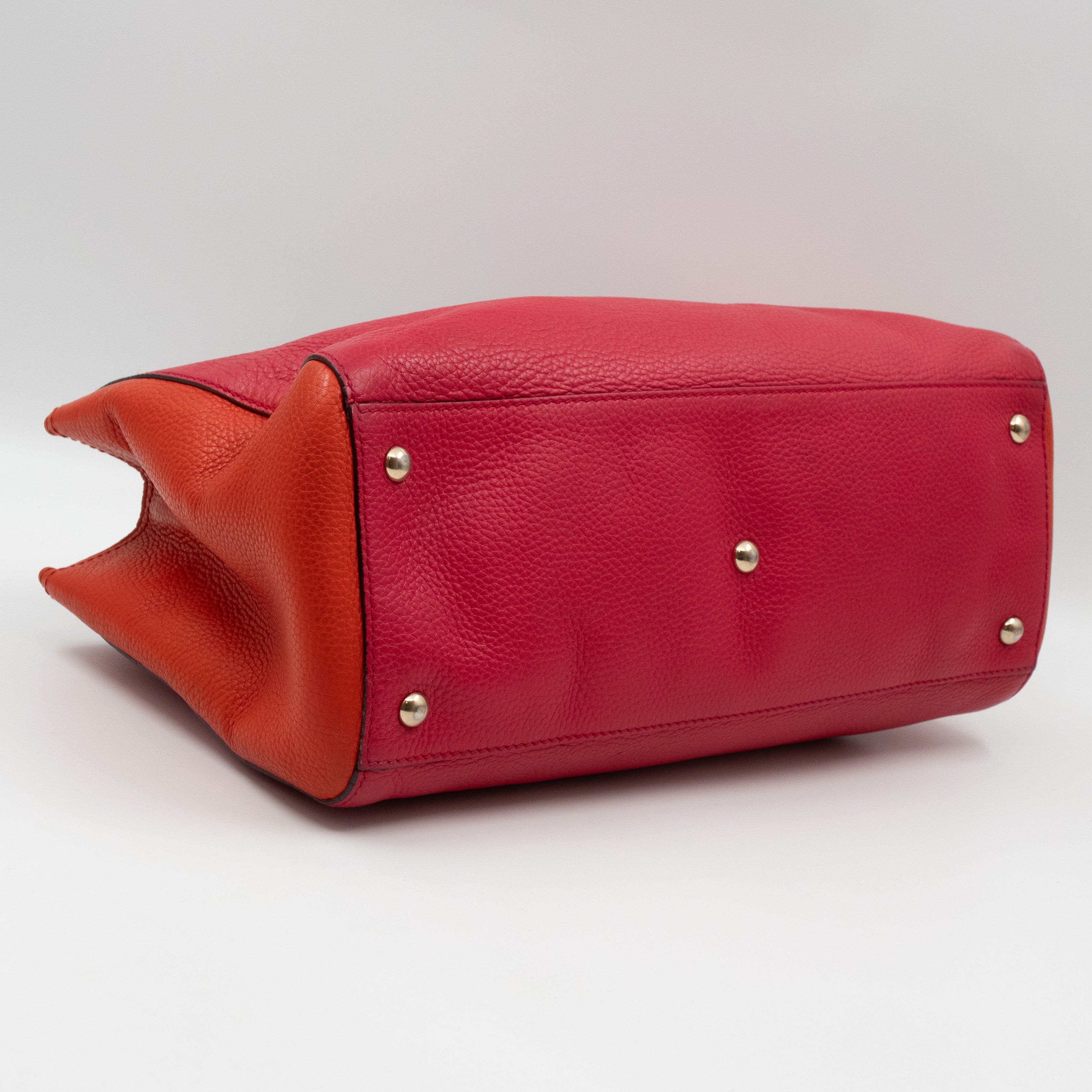 Bamboo Shopper Tote Red Orange Leather