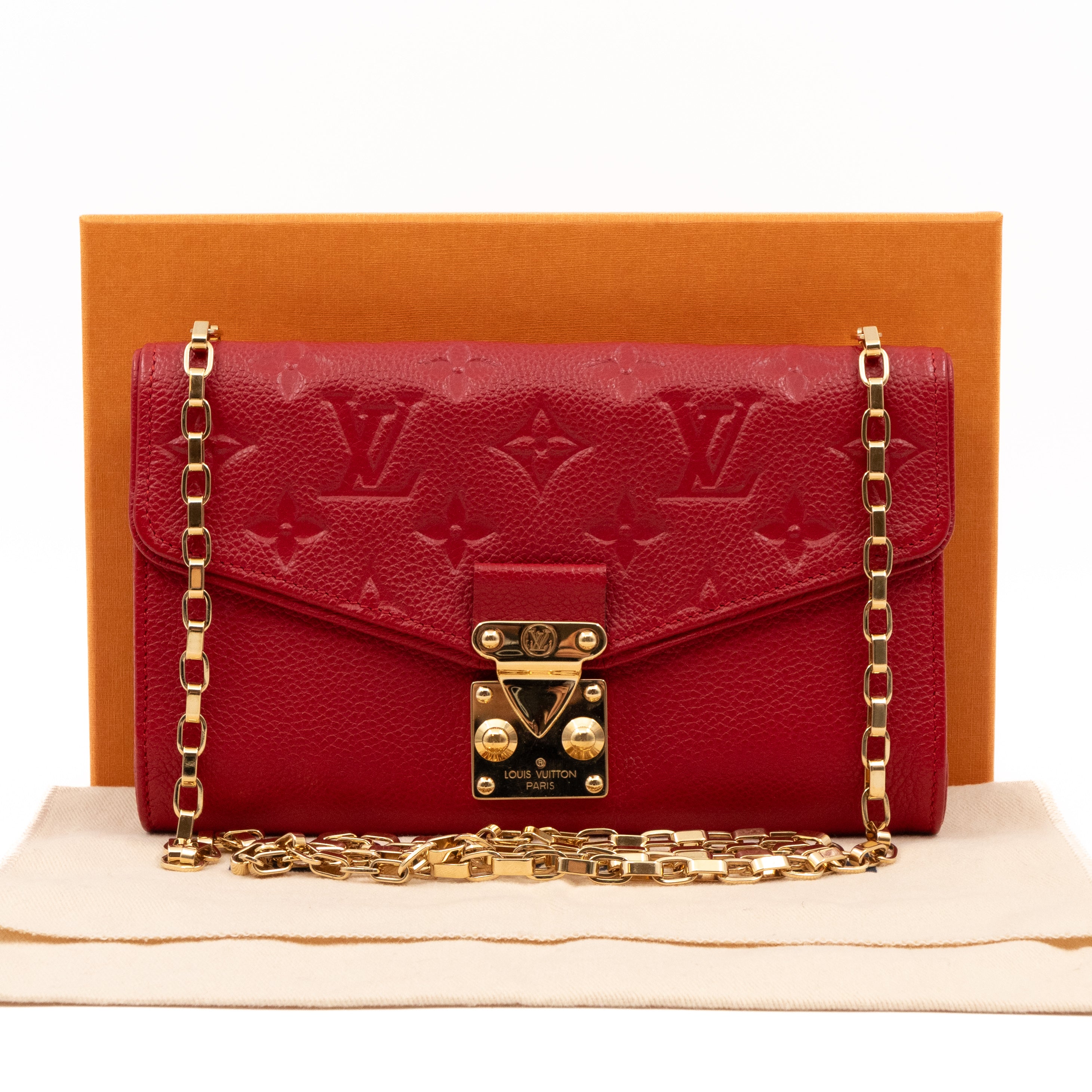 Saint Germain Pochette with chain Red Monogram Empreinte