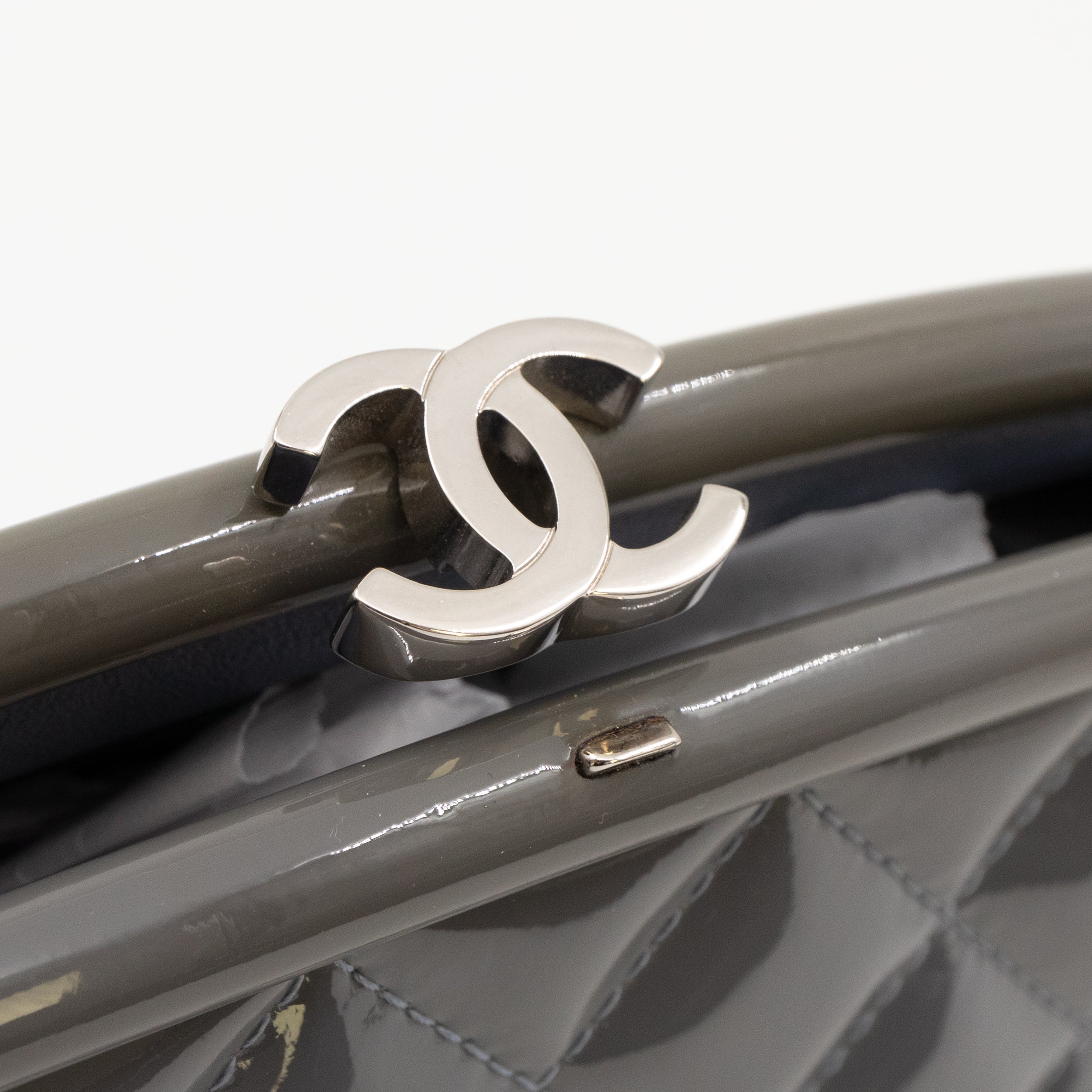 Timeless Clutch Quilted Lavender Blue Patent Leather