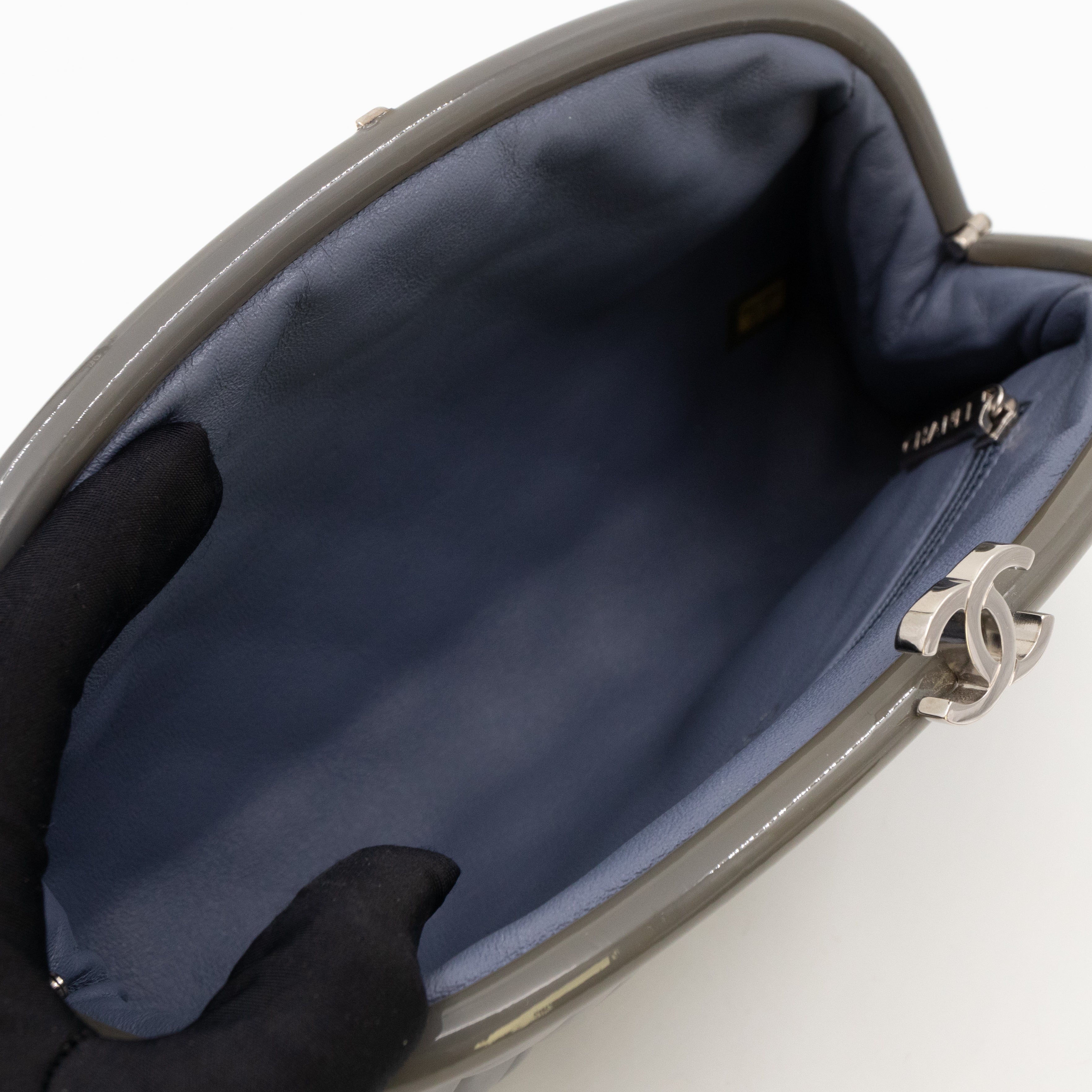 Timeless Clutch Quilted Lavender Blue Patent Leather