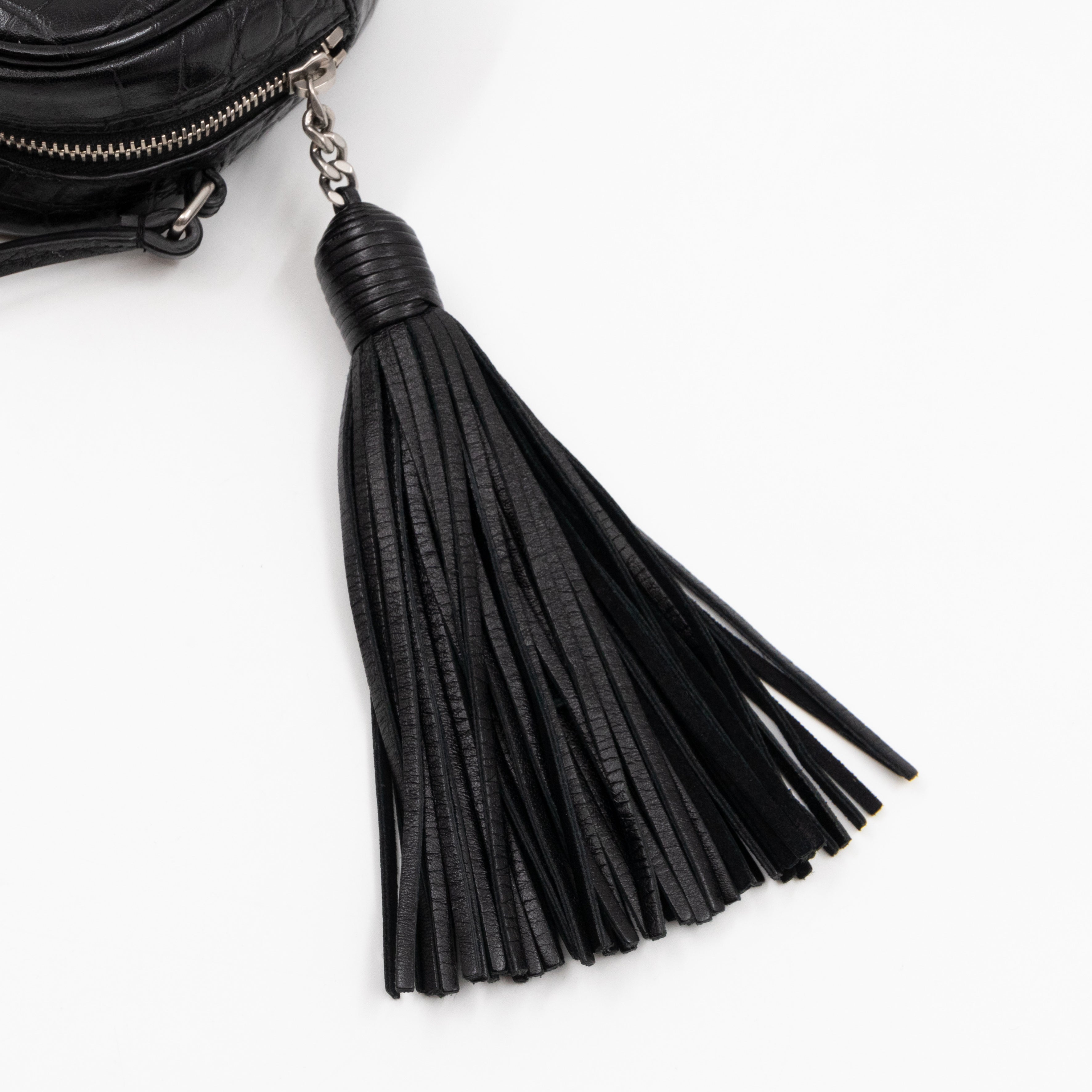 Blogger Bag Croc Embossed Black Leather