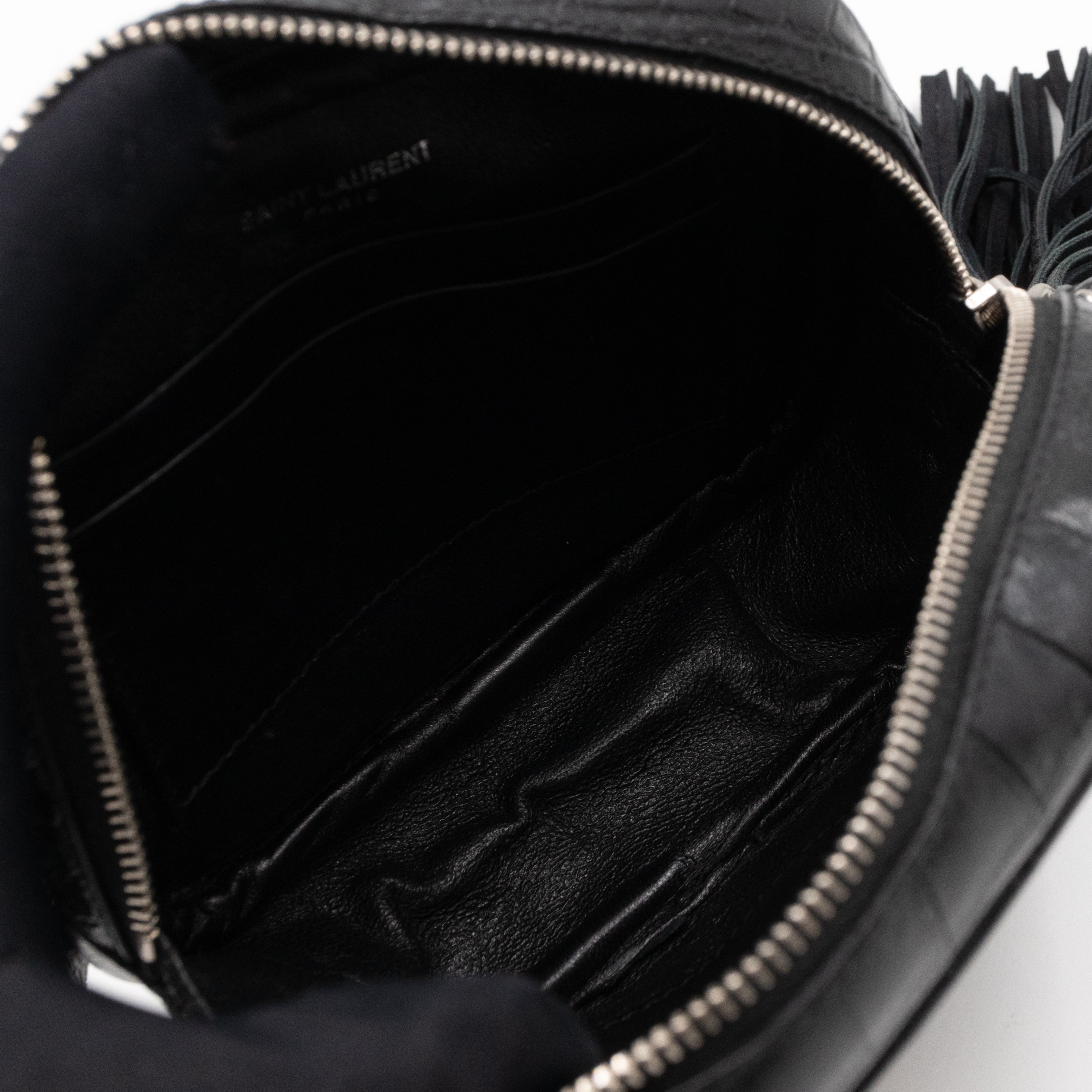 Blogger Bag Croc Embossed Black Leather