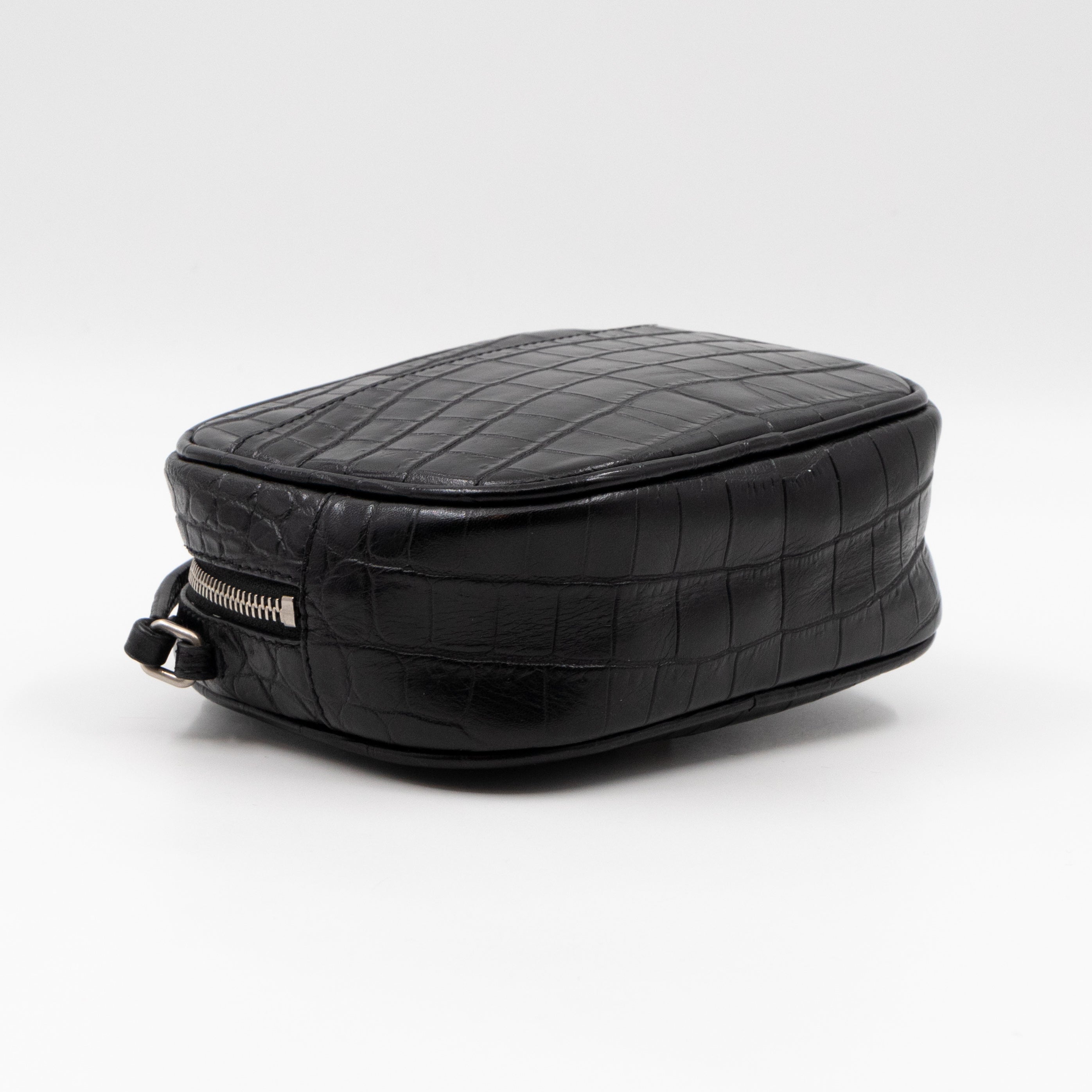 Blogger Bag Croc Embossed Black Leather