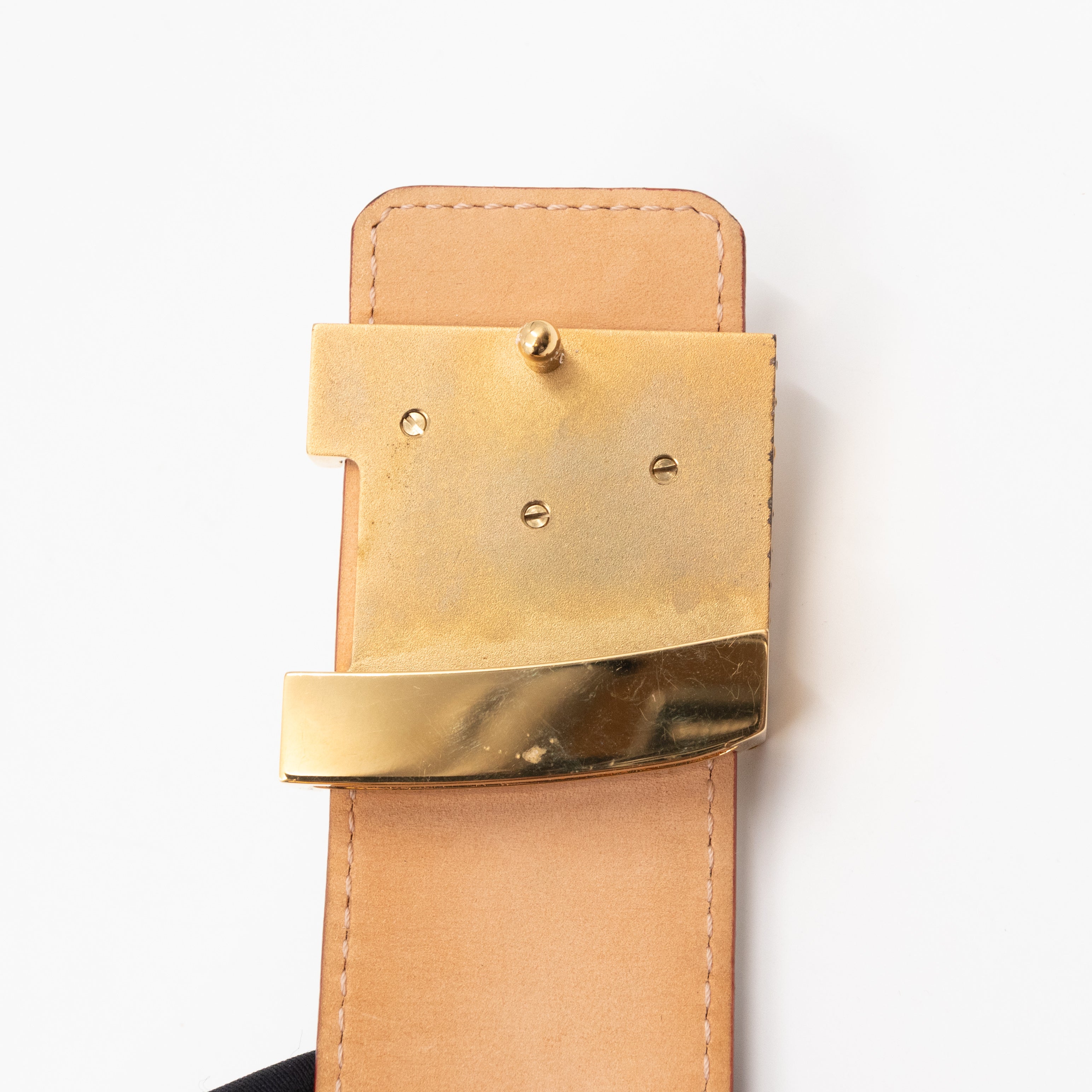 LV Studded Initiales Belt 40 mm 90 cm Multicolore White Leather