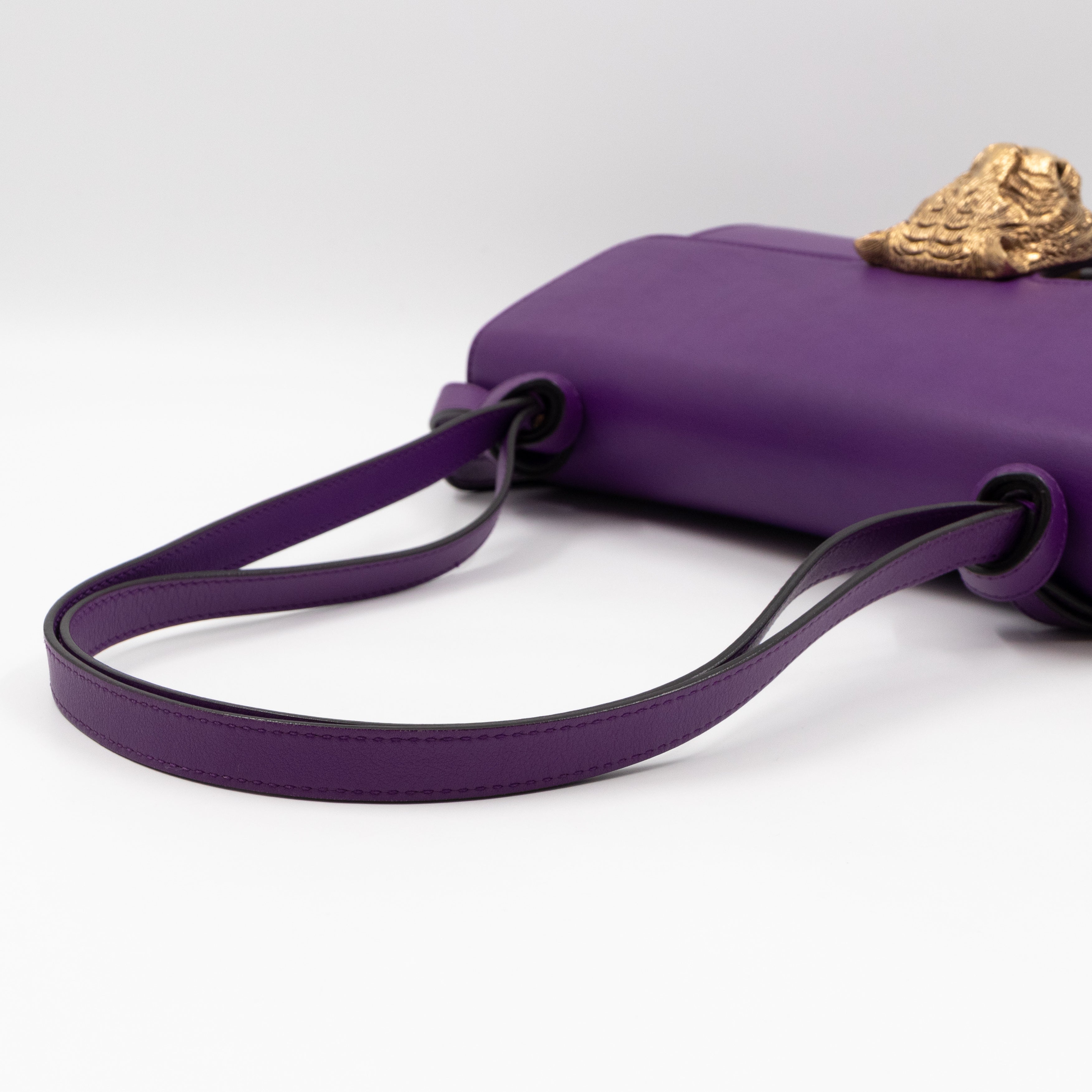 Animalier Medium Shoulder Bag Purple Leather