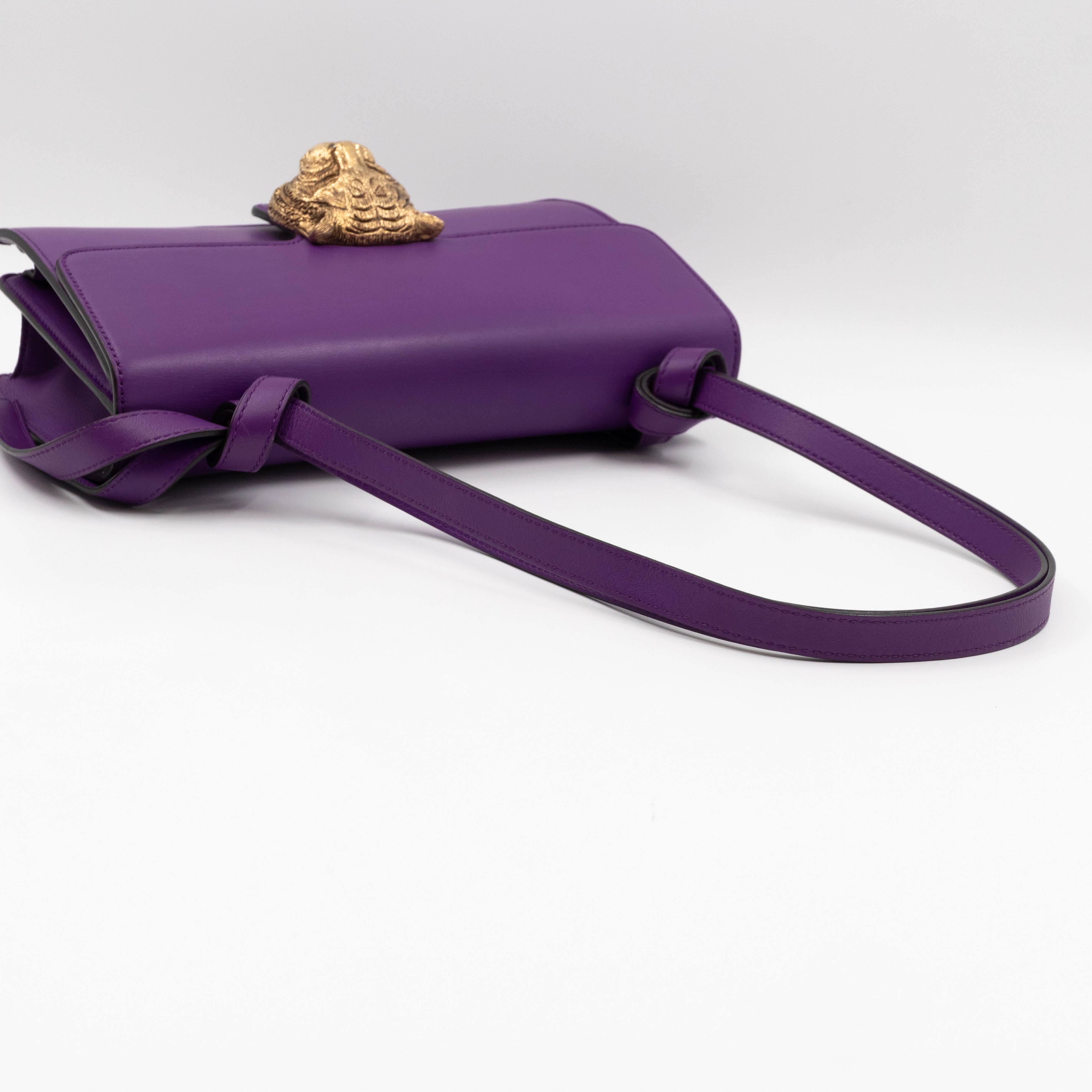 Animalier Medium Shoulder Bag Purple Leather