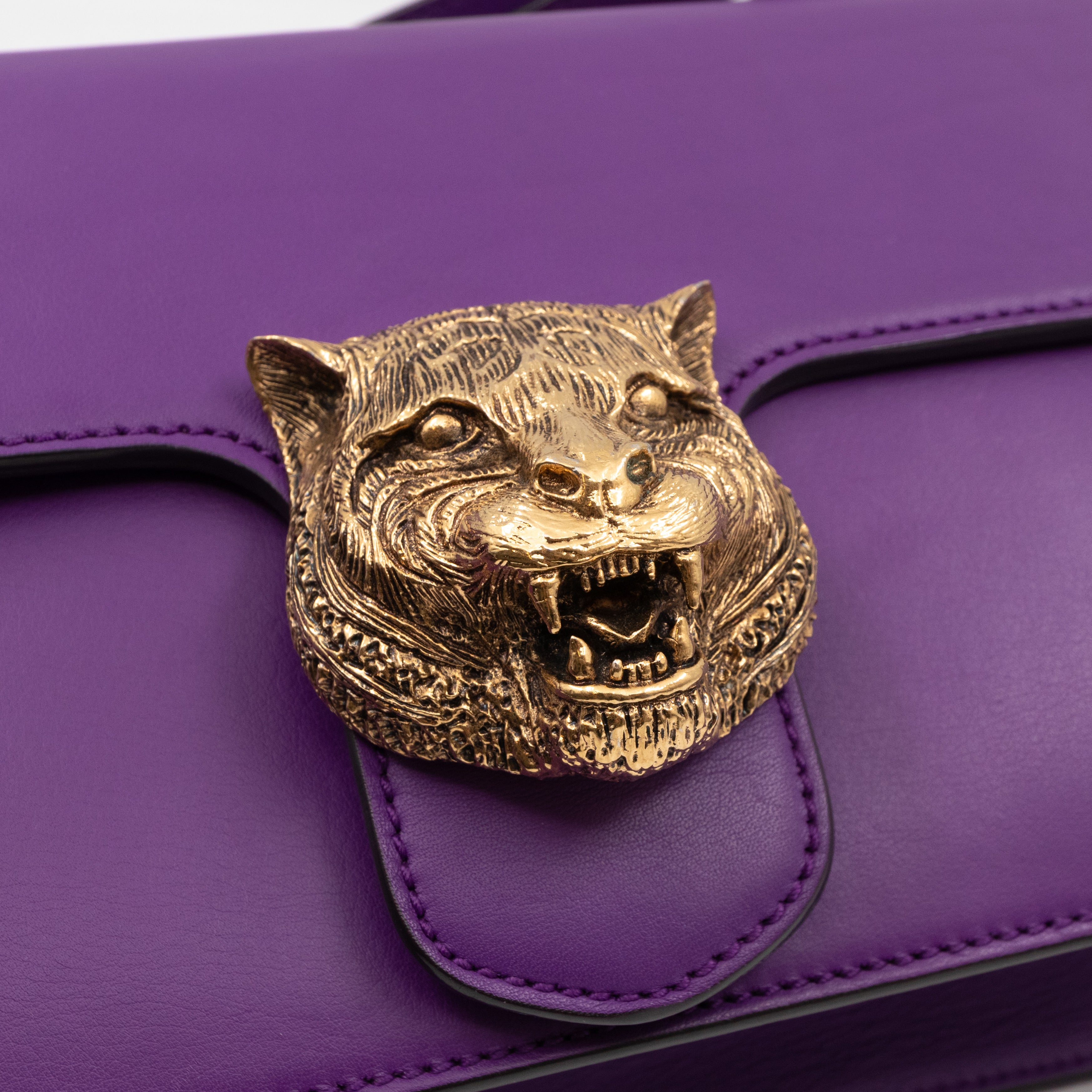 Animalier Medium Shoulder Bag Purple Leather