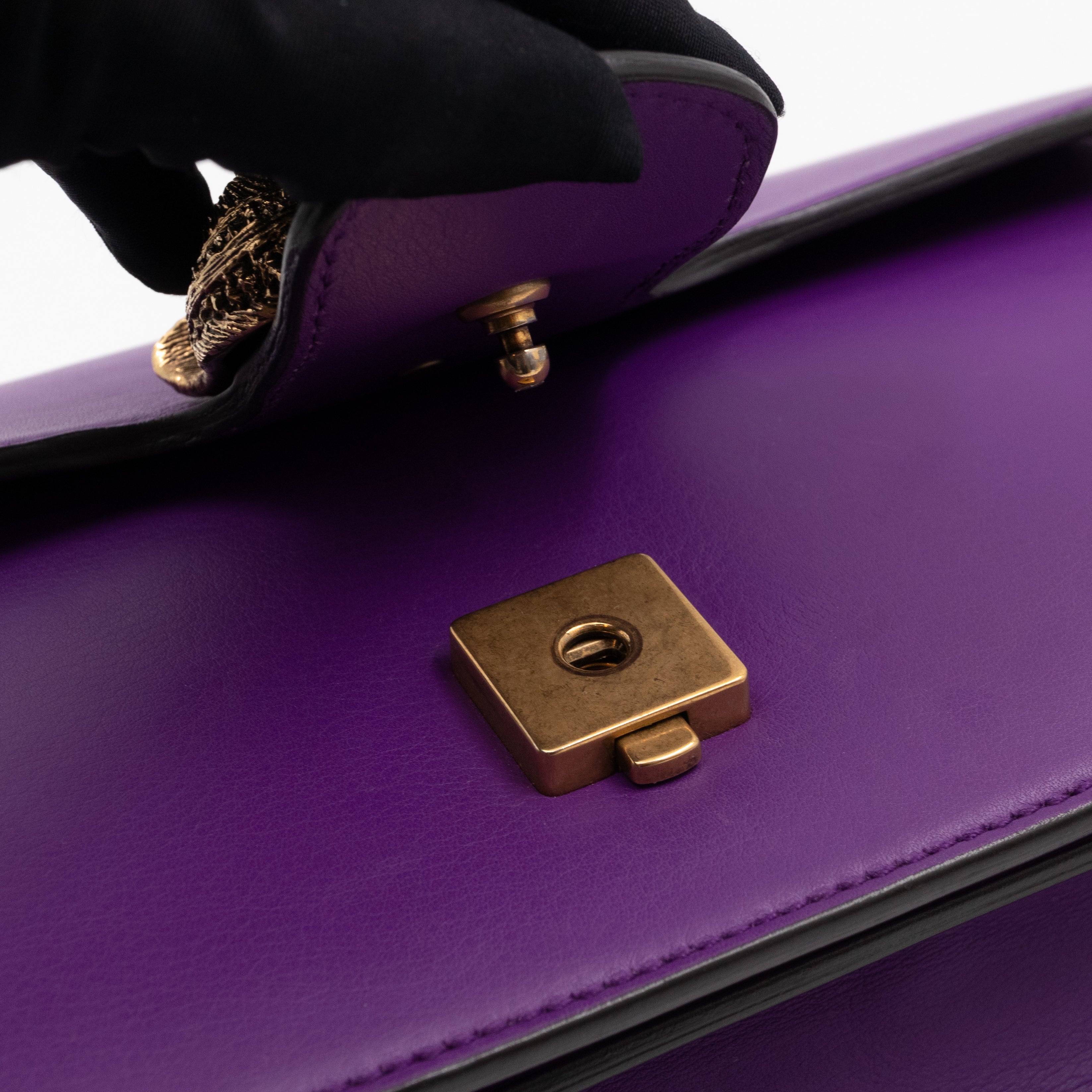 Animalier Medium Shoulder Bag Purple Leather