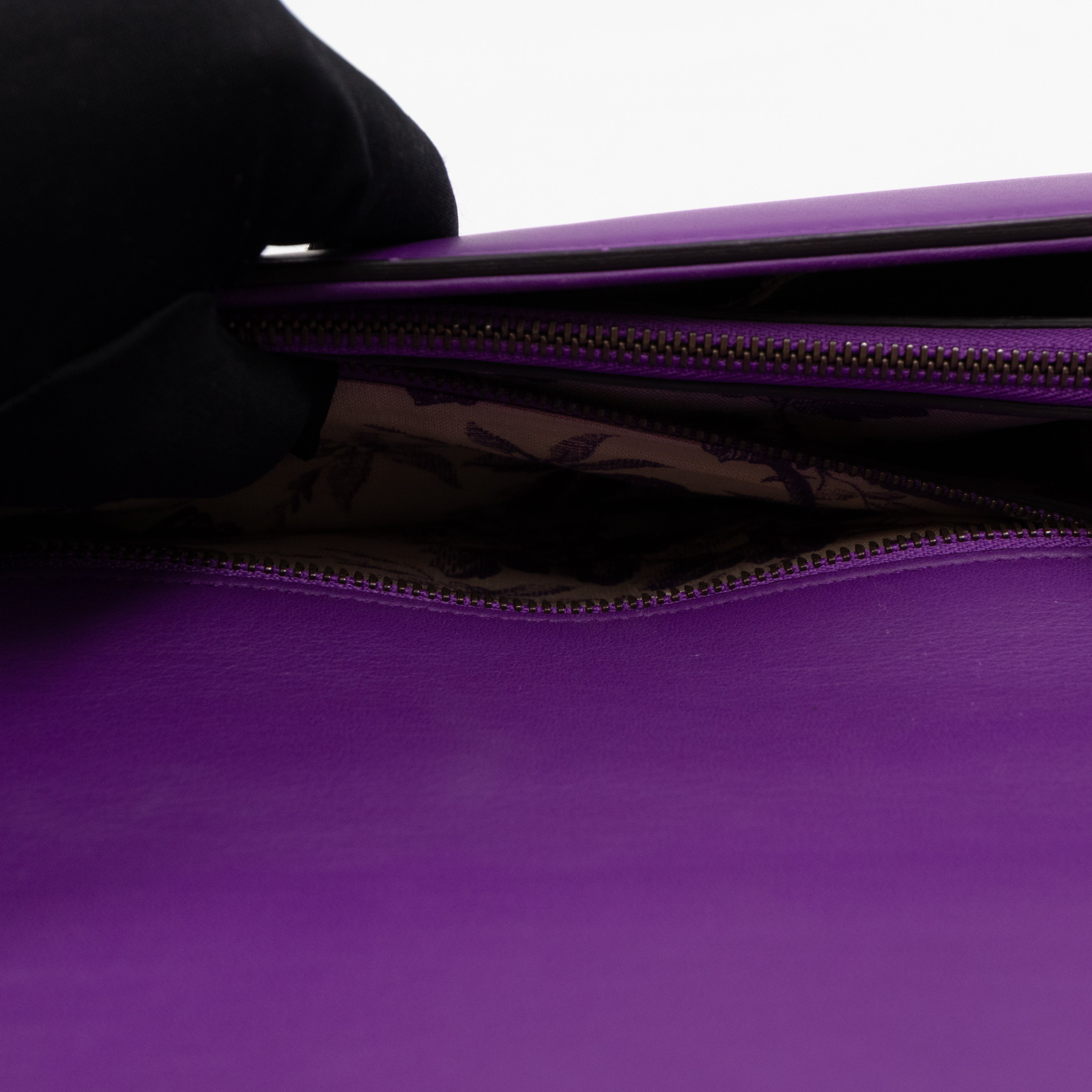 Animalier Medium Shoulder Bag Purple Leather