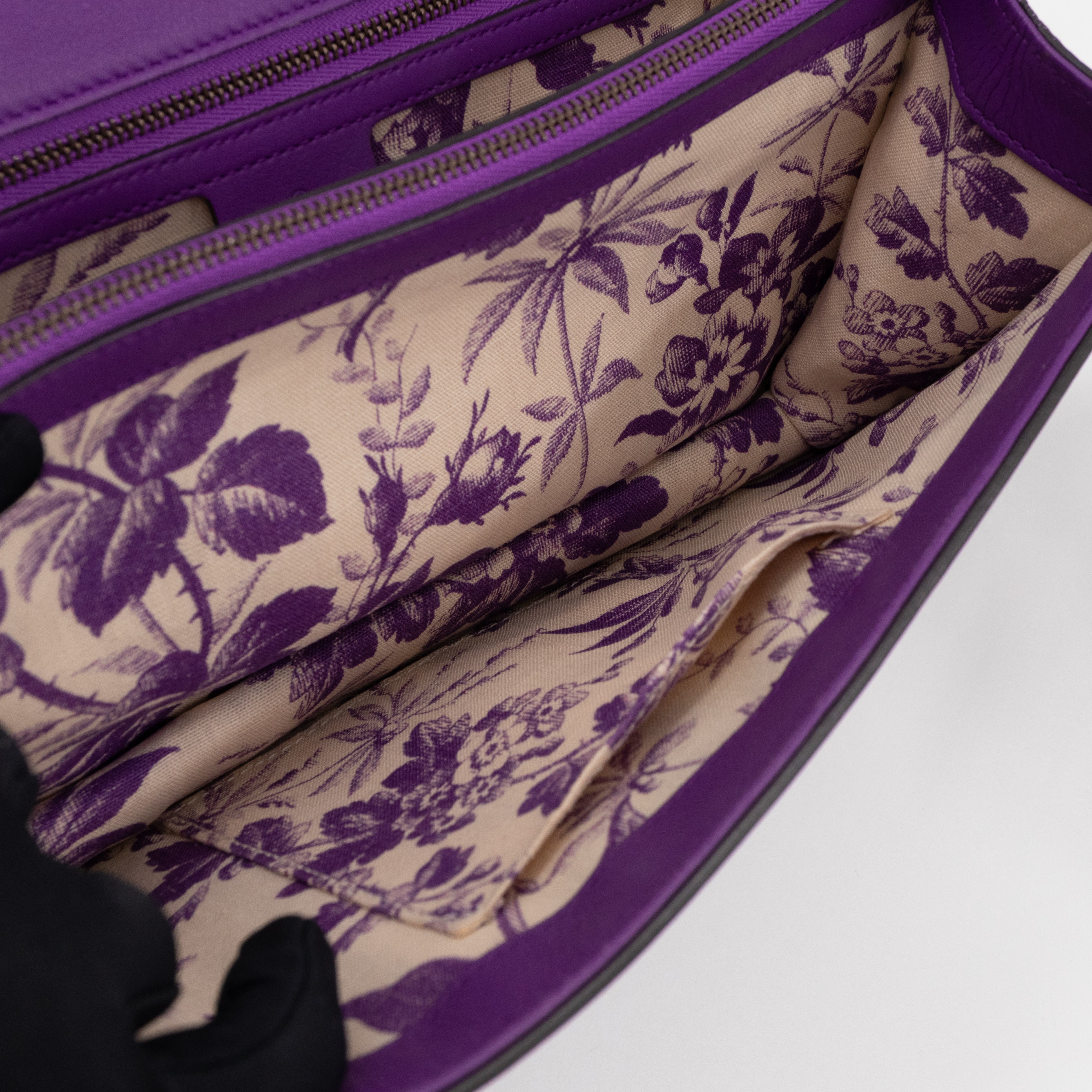 Animalier Medium Shoulder Bag Purple Leather