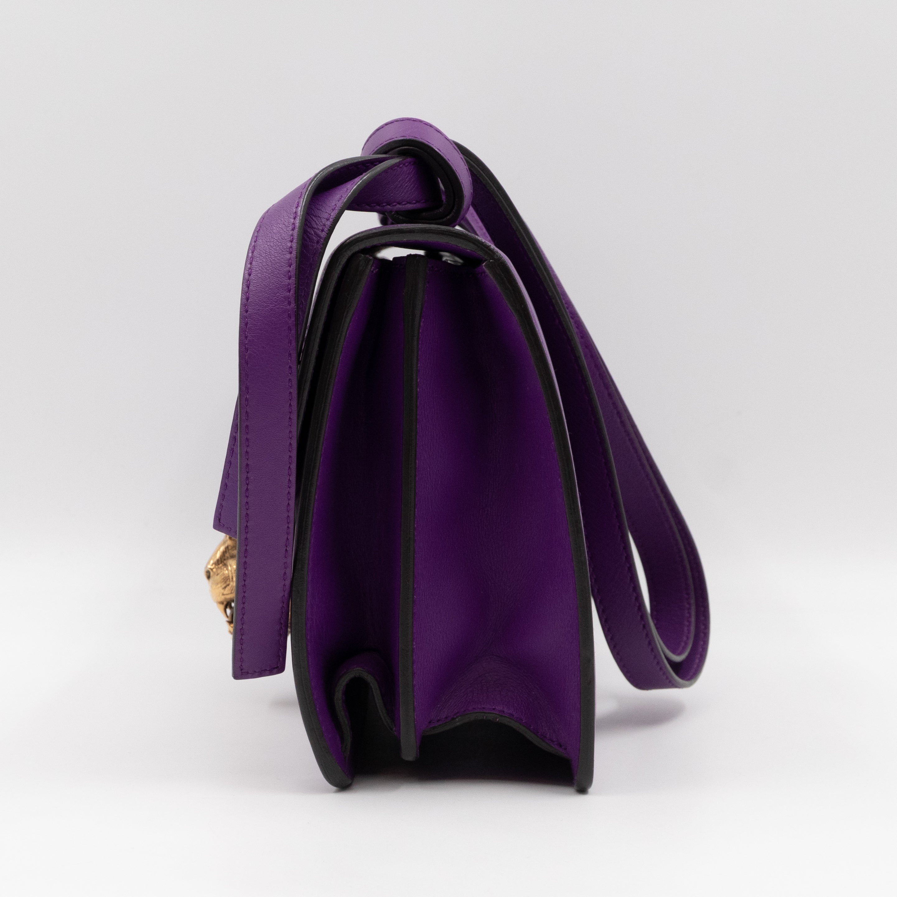 Animalier Medium Shoulder Bag Purple Leather