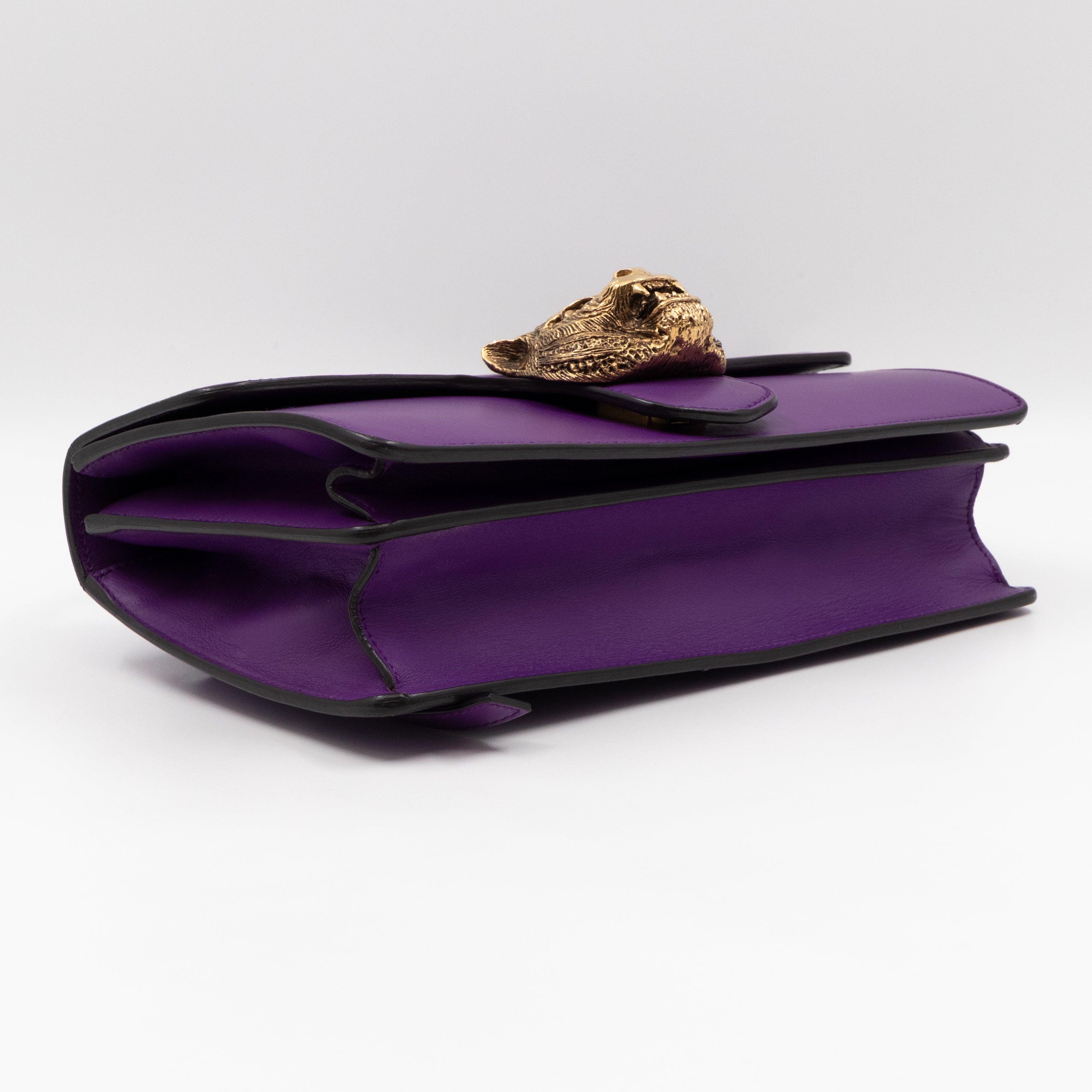 Animalier Medium Shoulder Bag Purple Leather