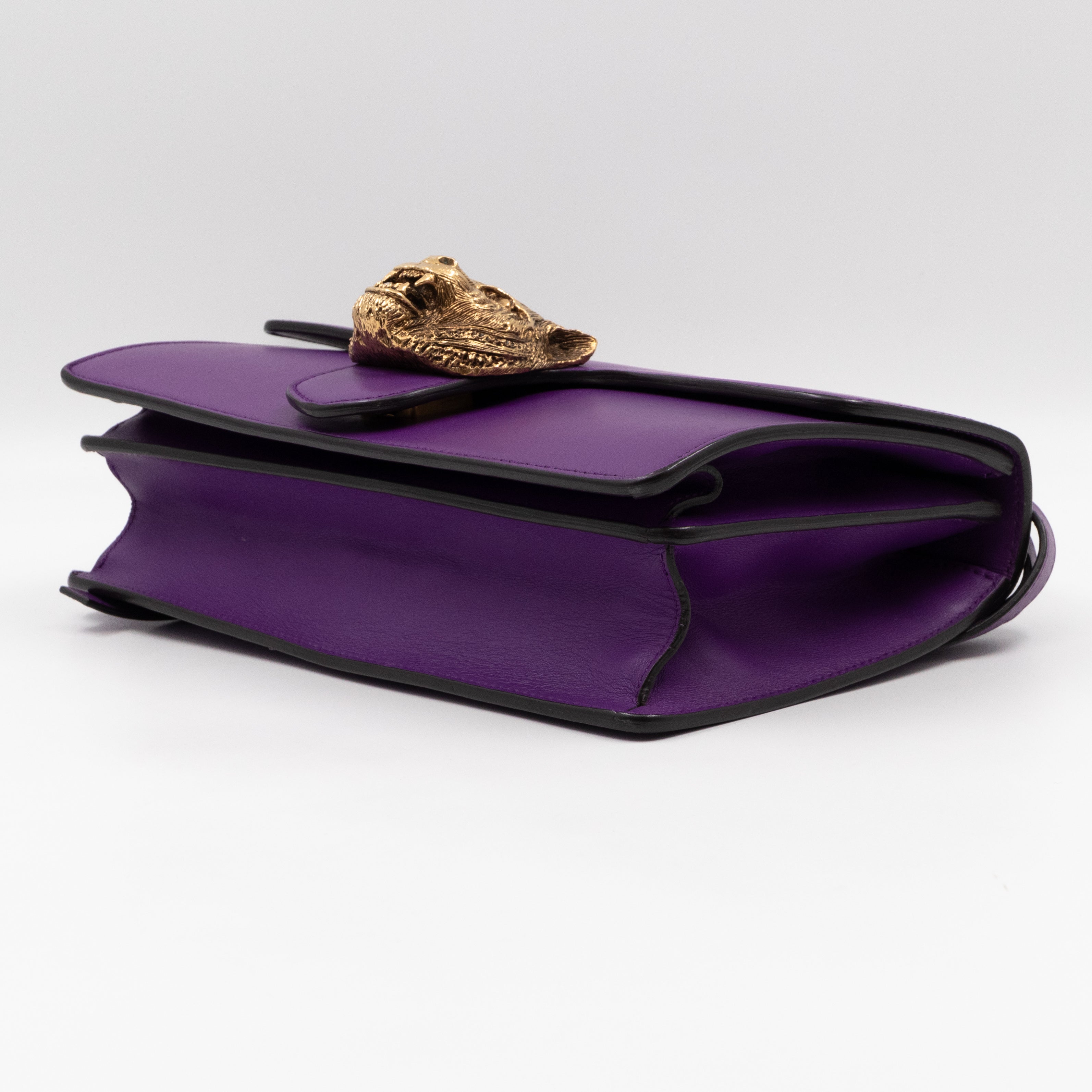 Animalier Medium Shoulder Bag Purple Leather