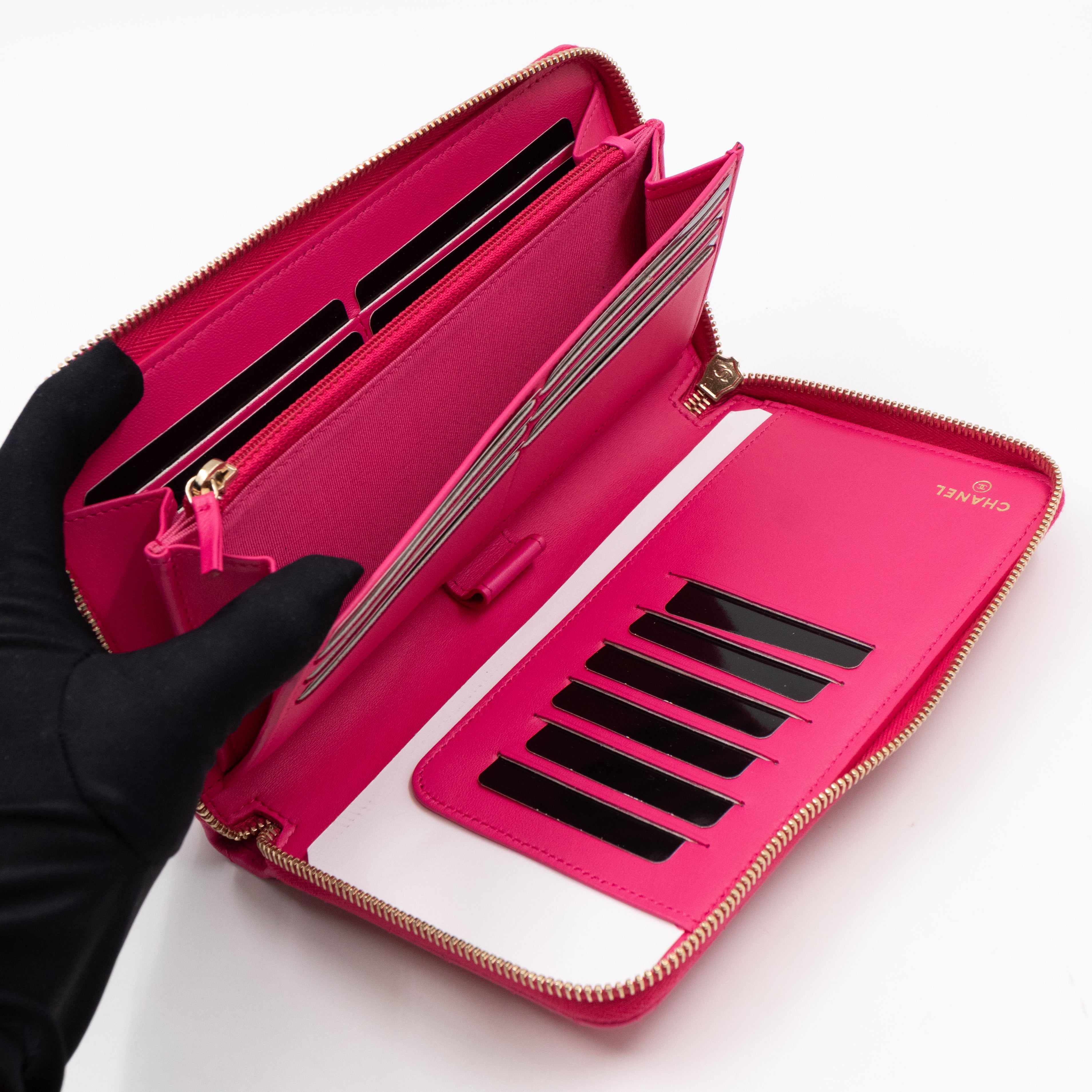 Zip Around Organizer Wallet Pink Leather